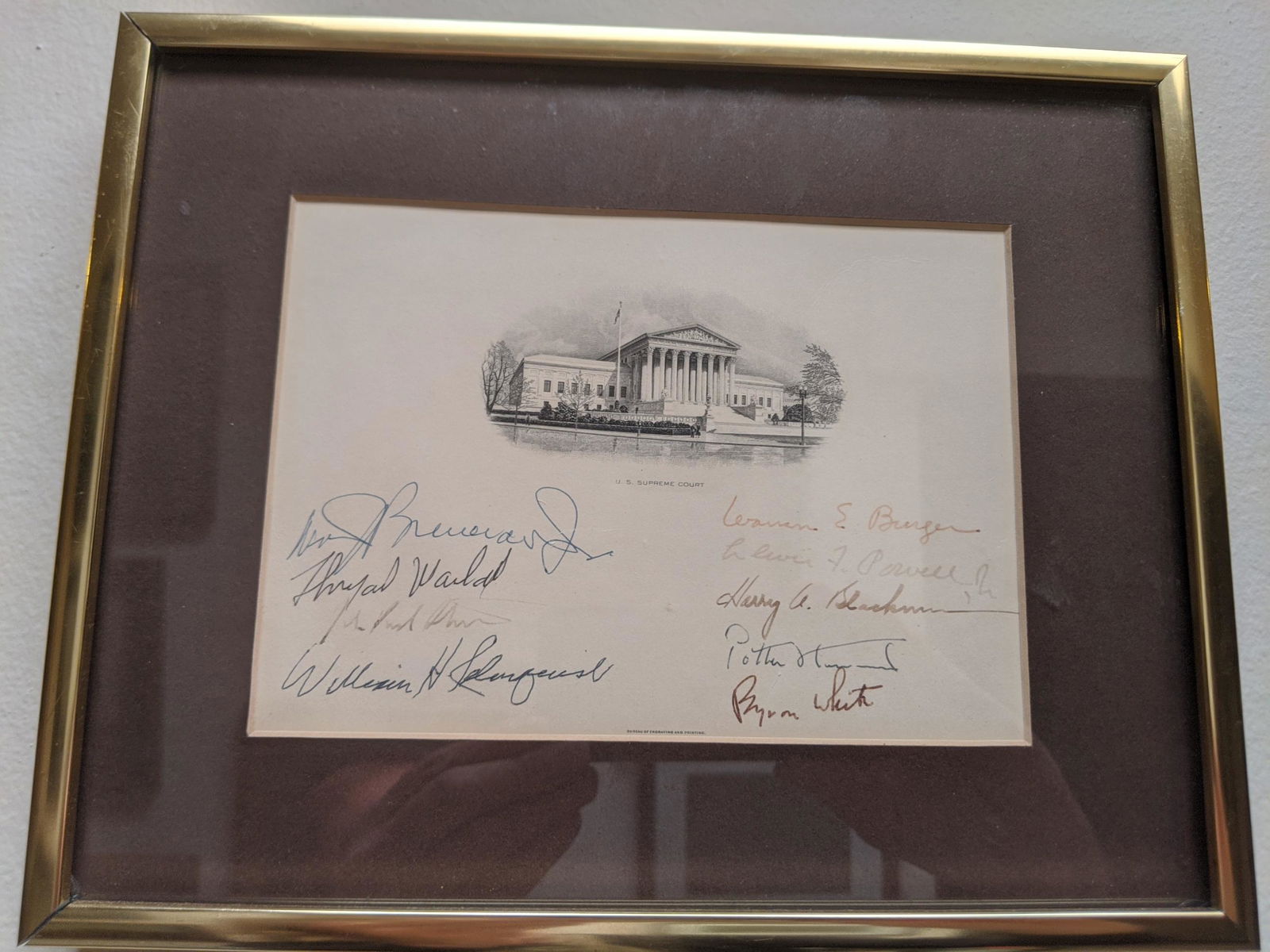 1980's US Supreme Court Autographed Signed Card (1 of 7)