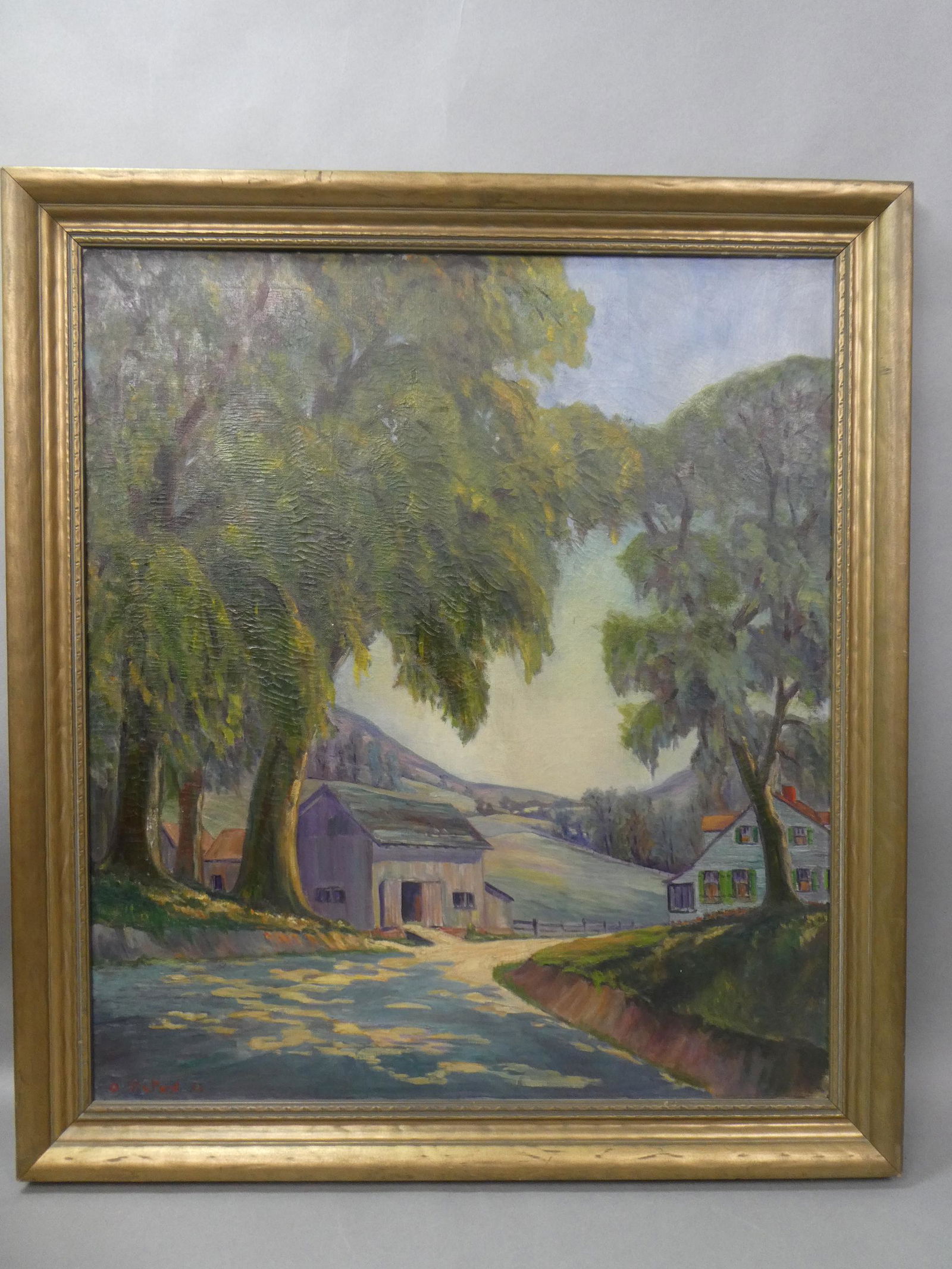 1941 Signed O Stafford Large Oil Painting Old Farm (1 of 17)