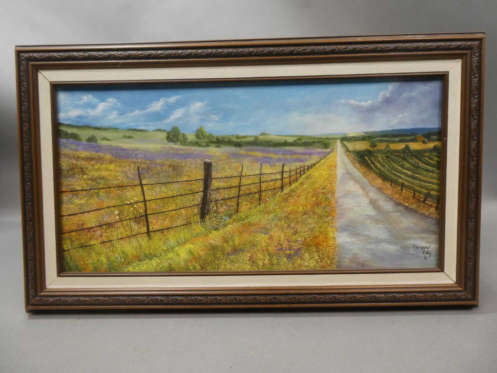 1991 Signed Margaret Ridley Farm Fields Oil Painting (1 of 11)