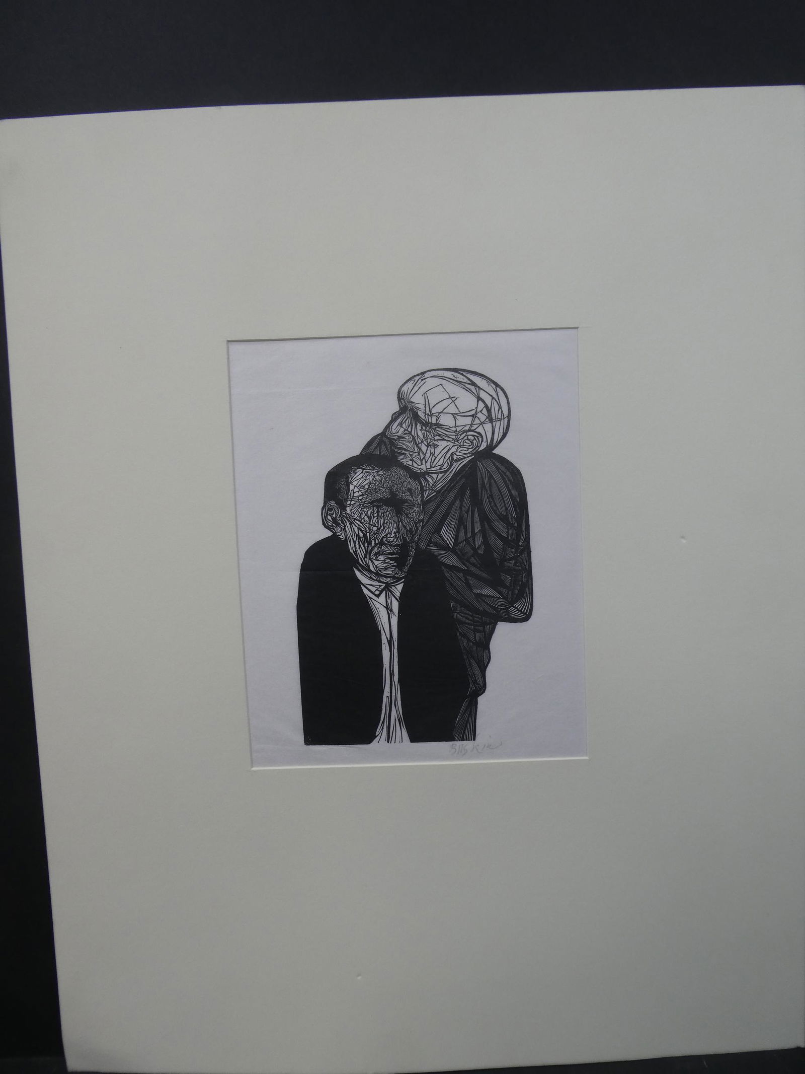 1952 Leonard Baskin Two Blind Men Wood Engraving: 1952 Leonard Baskin Two Blind Men Wood Engraving unframed with matting. Signed in pencil. Measurements in inches: 16 x 20, image: 7 11/16 x 4 7/8 Condition:Good with no problems Shipping:We offer in-h