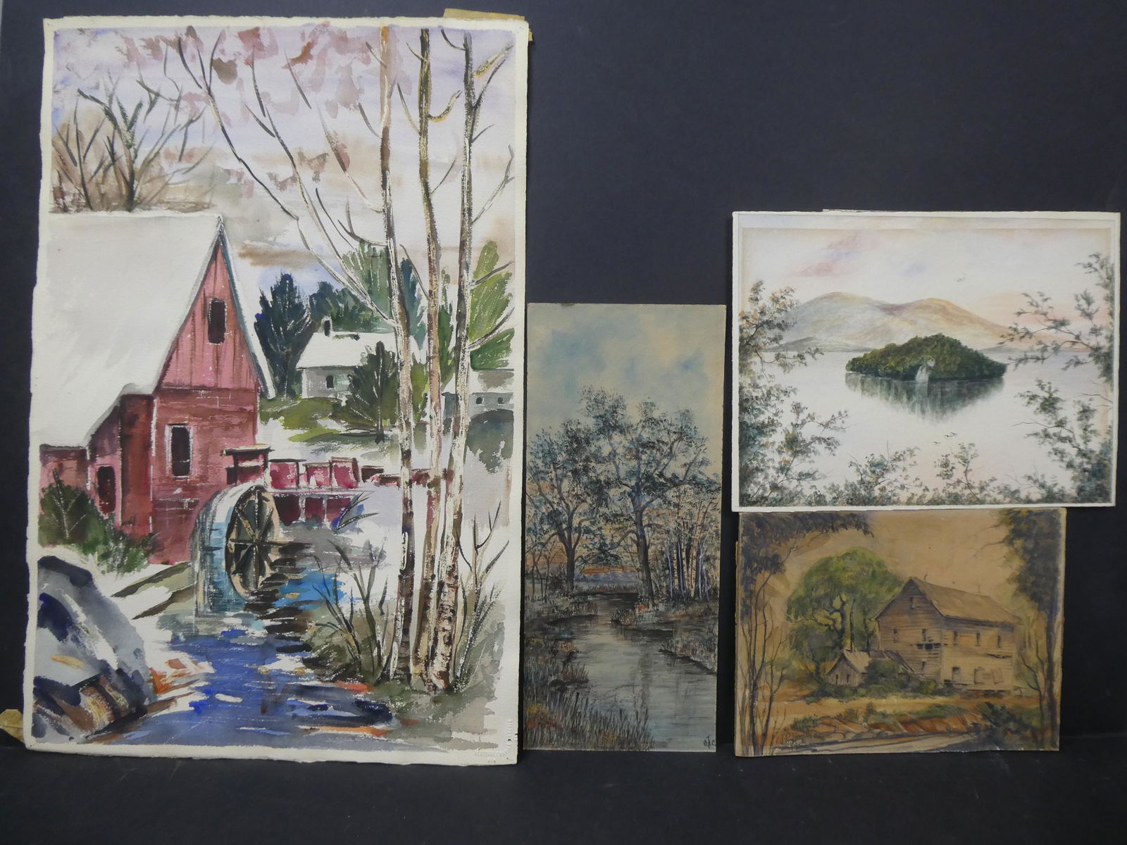 Lot 4 Vintage Assorted Small Paintings Old Barn etc (1 of 8)