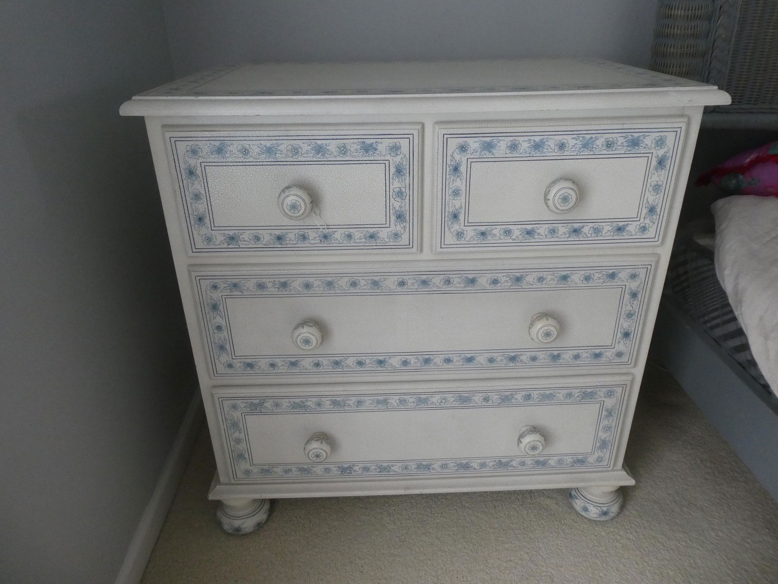 Maitland-Smith Hand-Painted White & Blue Chest (1 of 7)