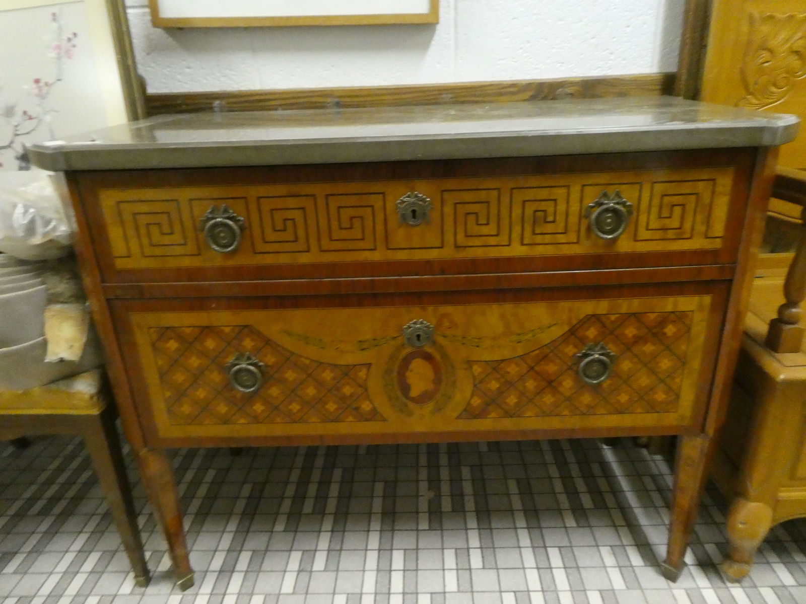 Antique Swedish Louis XVI Porphyry Top Commode (1 of 8)