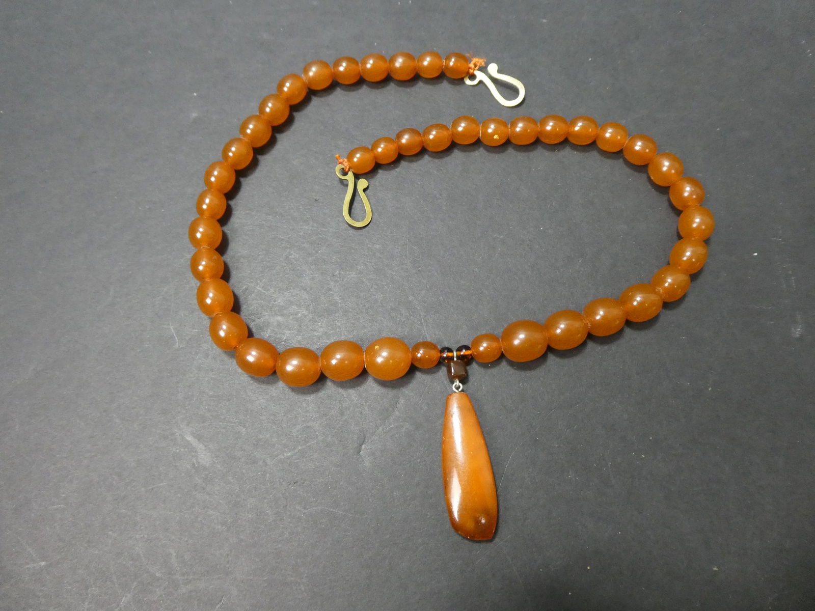 Early Dark Amber Ball Necklace w/ Pendant (1 of 6)