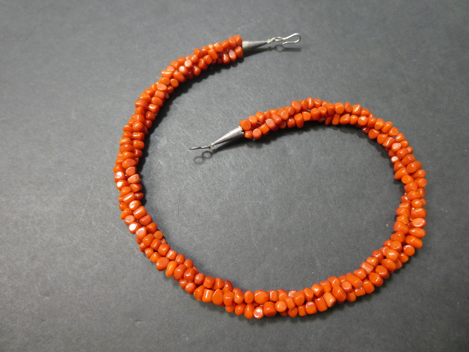Pueblo Native Indian Red Coral 3 Strand Necklace (1 of 5)