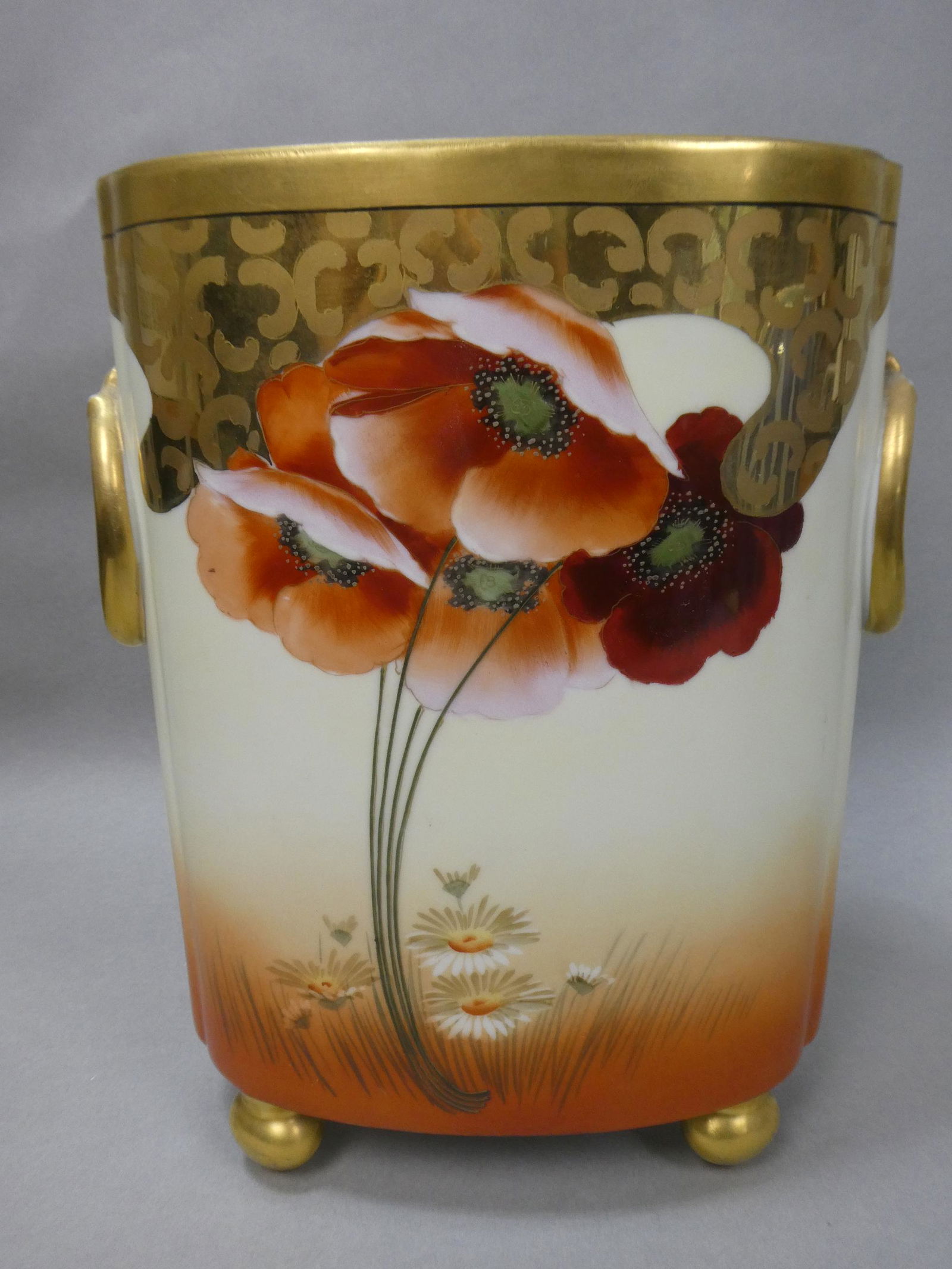 Antique Handpainted Poppies Guerin Limoges Cache Pot (1 of 7)