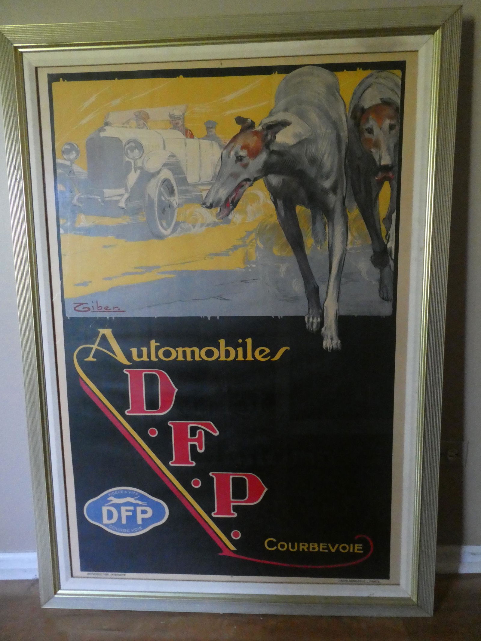 1910 Original French DFP Automobile Poster w/ Greyhound (1 of 15)