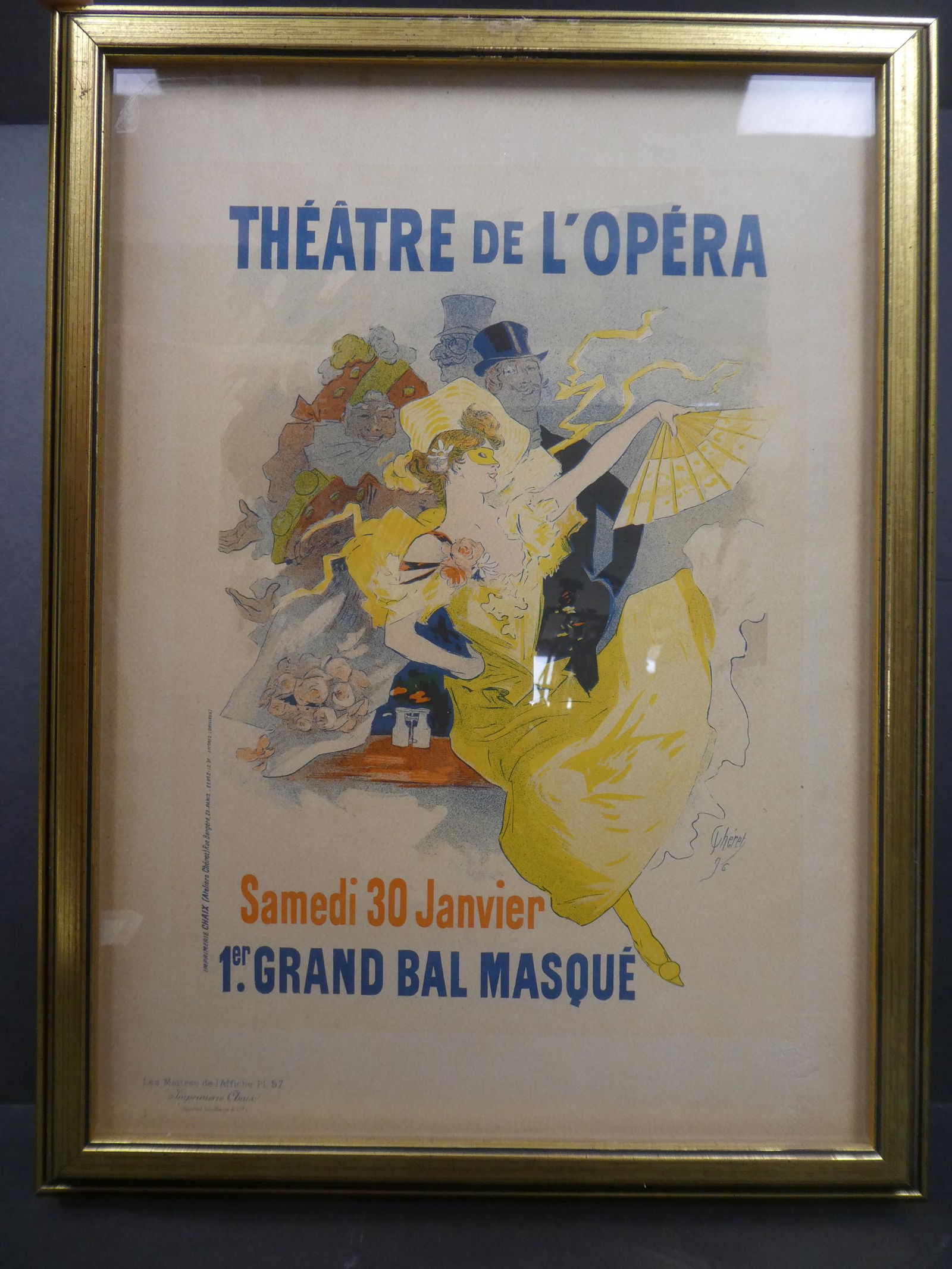 Maitres de L'Affiche 57 Jules Cheret Theatre de L'Opera: Les Maitres De L'Affiche Plate 57 with embossed stamp. Titled:Theatre de L'Operaby artist: Jules Cheret. Framed under plastic. Measurements in inches: 13 x 17, image: 8 x 12 Condition:Has toning, wear
