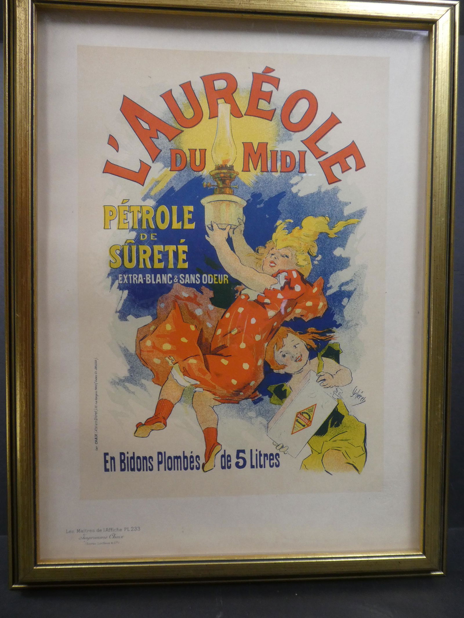 Maitres de L'Affiche PL 233 Jules Cheret L'Aureole: Les Maitres De L'Affiche Plate 233 with embossed stamp. Titled:L'Aureole du Midi by artist: Jules Cheret . Framed under plastic. Measurements in inches: 13 x 17, image: 8 x 12 Condition:Has toning, we