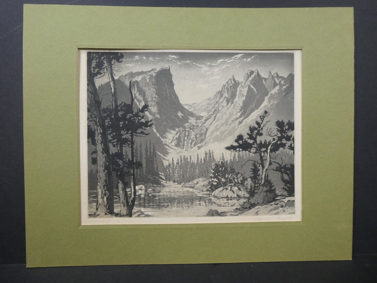 Lyman Bixby Pencil Signed Etching Mountain Lake (1 of 12)