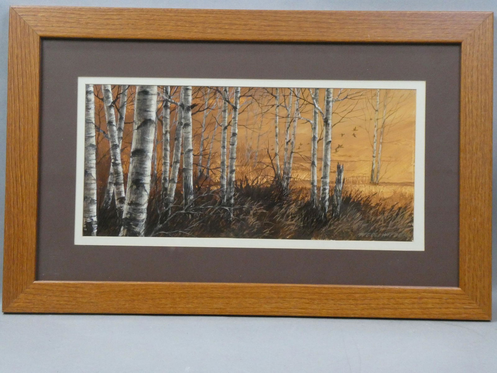 W Gullwitzer Signed Birch Trees Acrylic Painting (1 of 10)