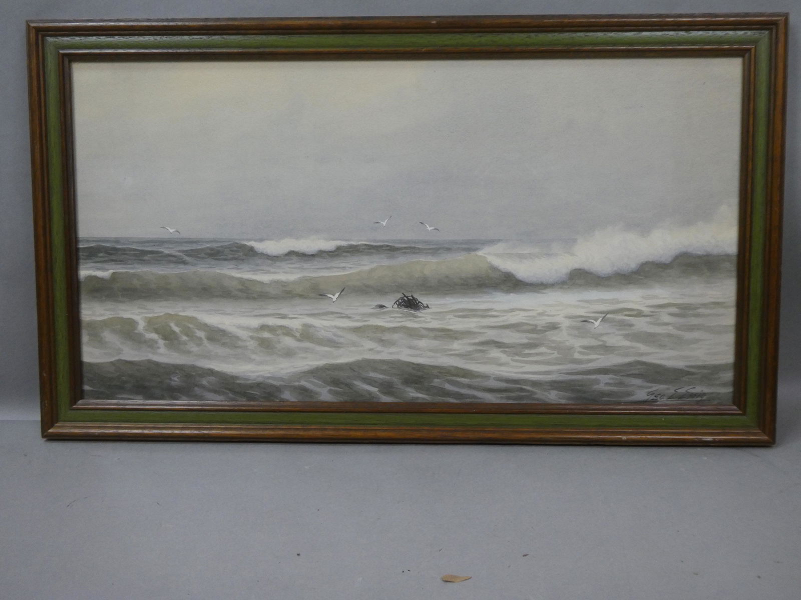 1920's George Essig Crashing Ocean Waves Watercolor (1 of 11)