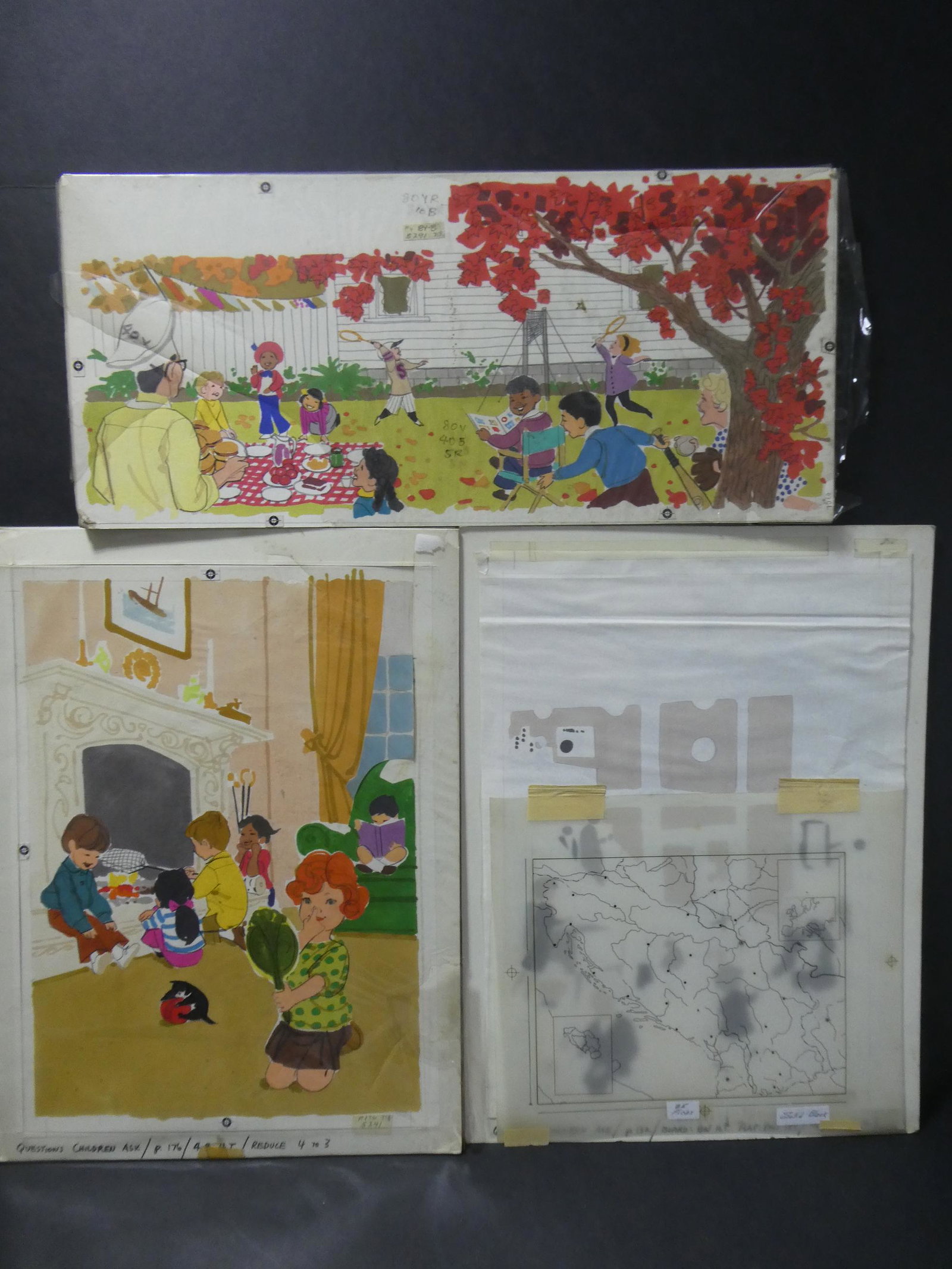 3 Questions Children Ask Book Original Art Illus: 3 Questions Children Ask Book Original Art Illustrations. Measurements in inches: 12 x 16 and 8 x 18 Condition:Good with no problems Shipping:We offer in-house shipping. Item(s) will be packed after i