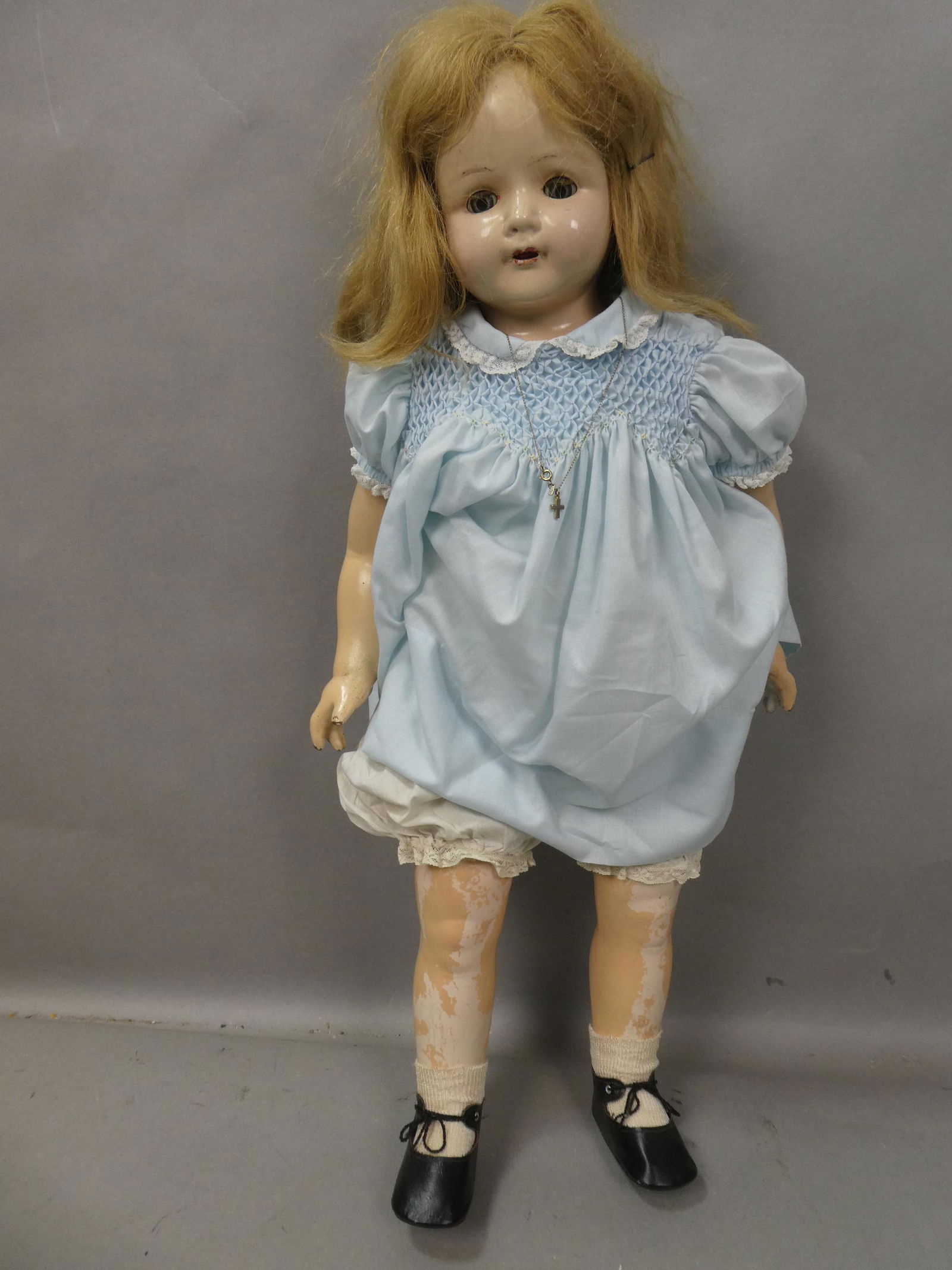 c1930's Effanbee 28" Rosemary Composition Doll: c1930's Effanbee 28" Rosemary Composition Doll with soft body. Measurements in inches: 28 high Condition:Has wear and mild crazing Shipping:We offer in-house shipping. Item(s) will be packed after inv