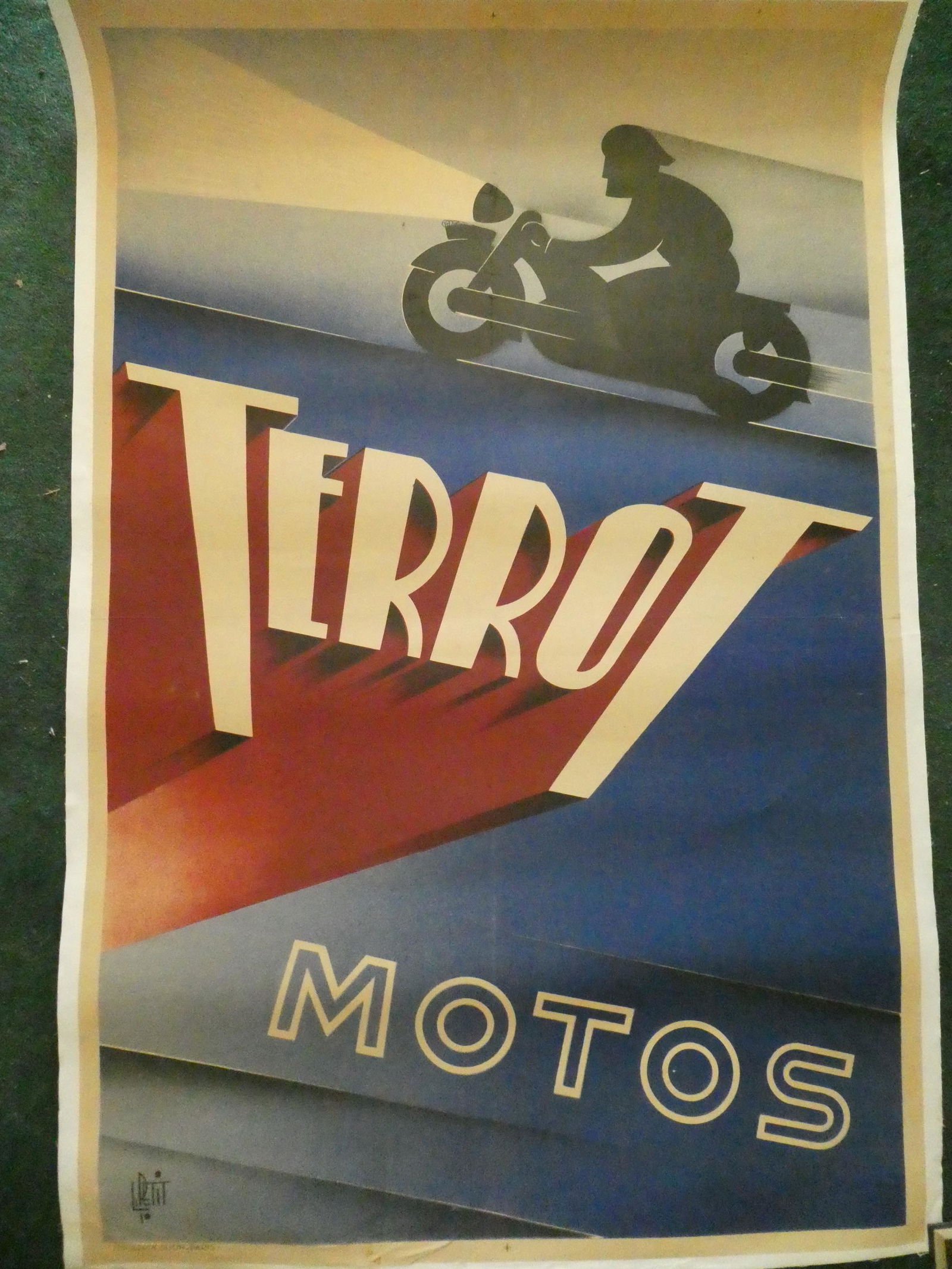 1930's Art Deco Terrot Moto Motorcycle French Poster (1 of 9)