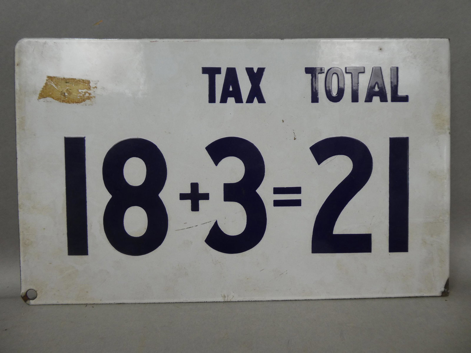 Antique Gas Station Pump Porcelain Tax Total Sign (1 of 6)