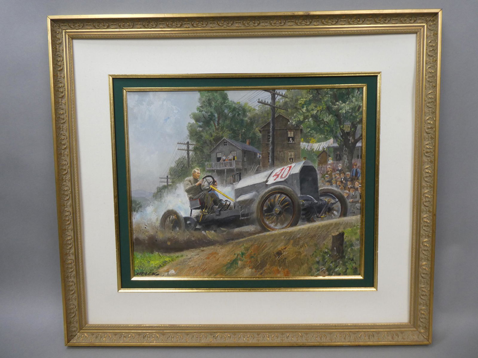 Peter Helck Signed Oil Painting Grand Prix Auto Racer (1 of 15)