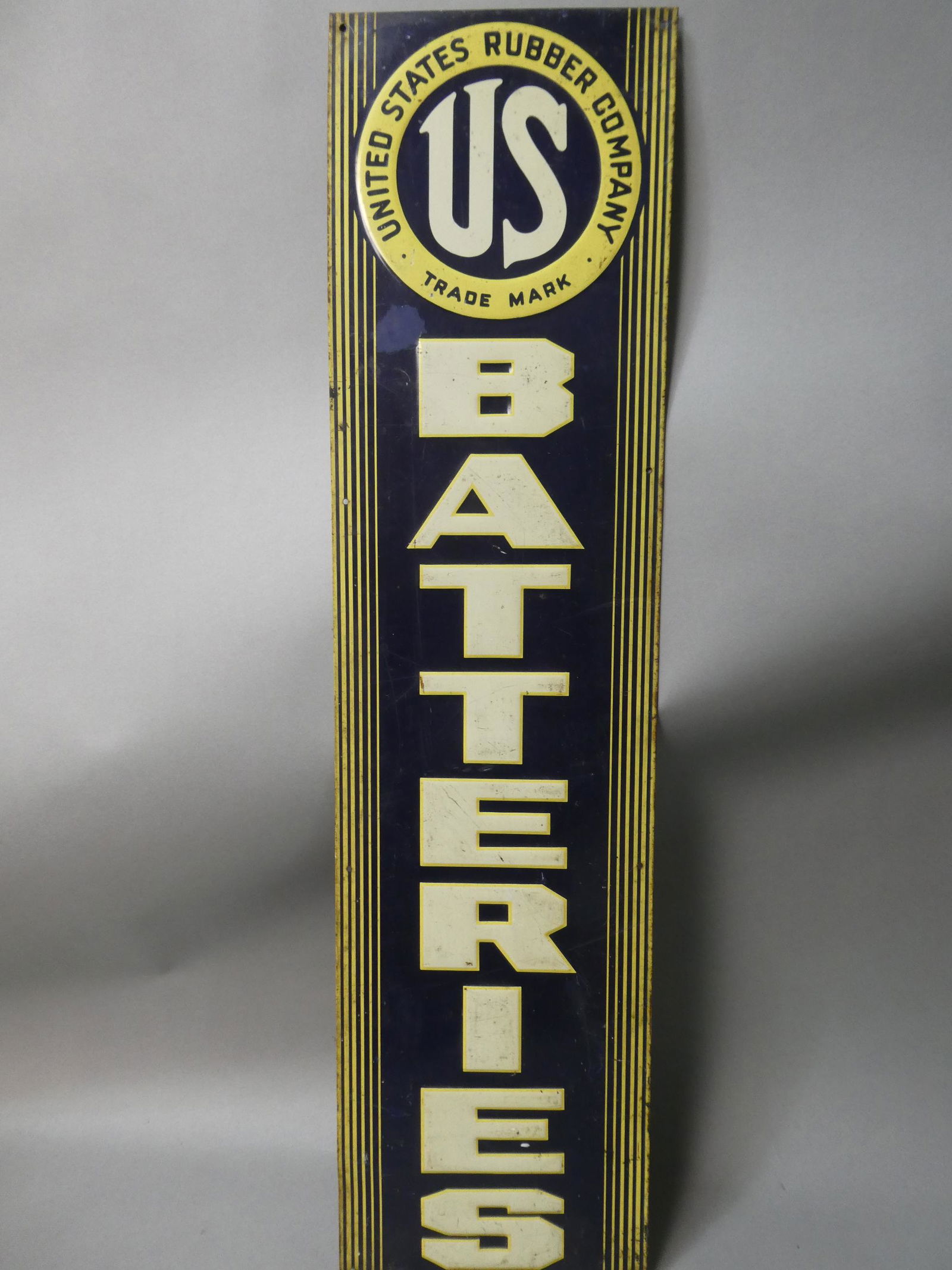 Art Deco United States Rubber Co Batteries Embossed Metal Wall Sign (1 of 5)