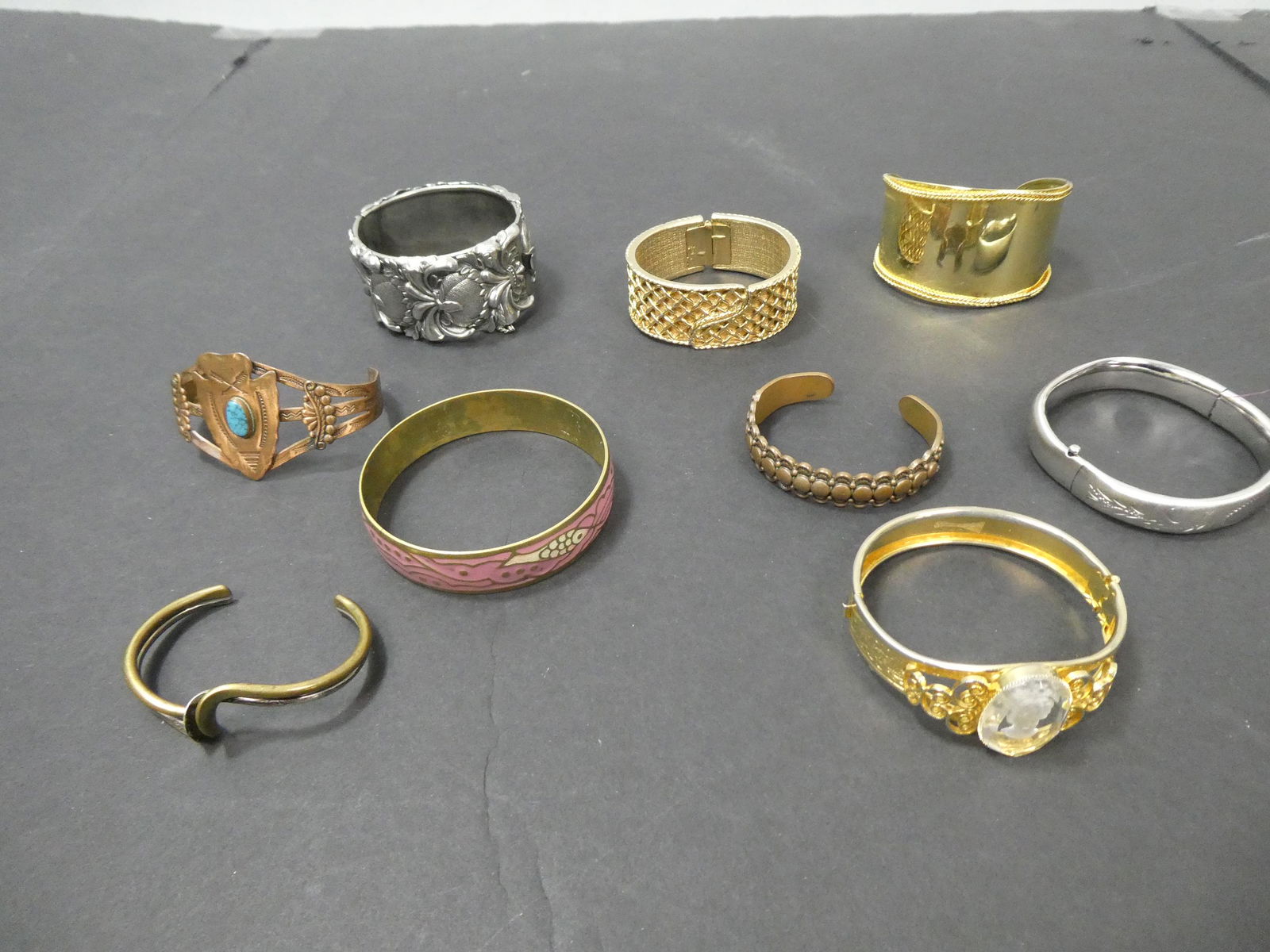 Lot 9 Assorted Bangle Bracelets Copper Sterling Enamel etc (1 of 10)