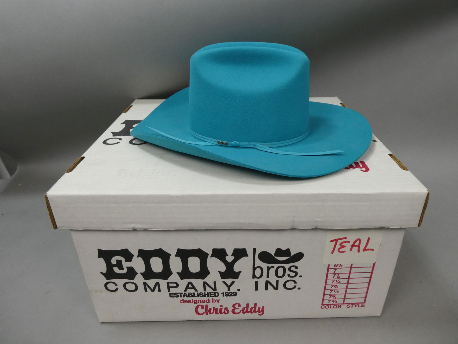 Chris Eddy Teal Blue Barrel Racer 7 1/4 Cowboy Western Hat (1 of 7)