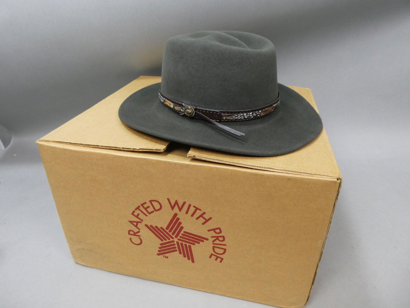 Vintage NEW Orvis Sage Color Large Felt Wool Cowboy Western Hat (1 of 10)