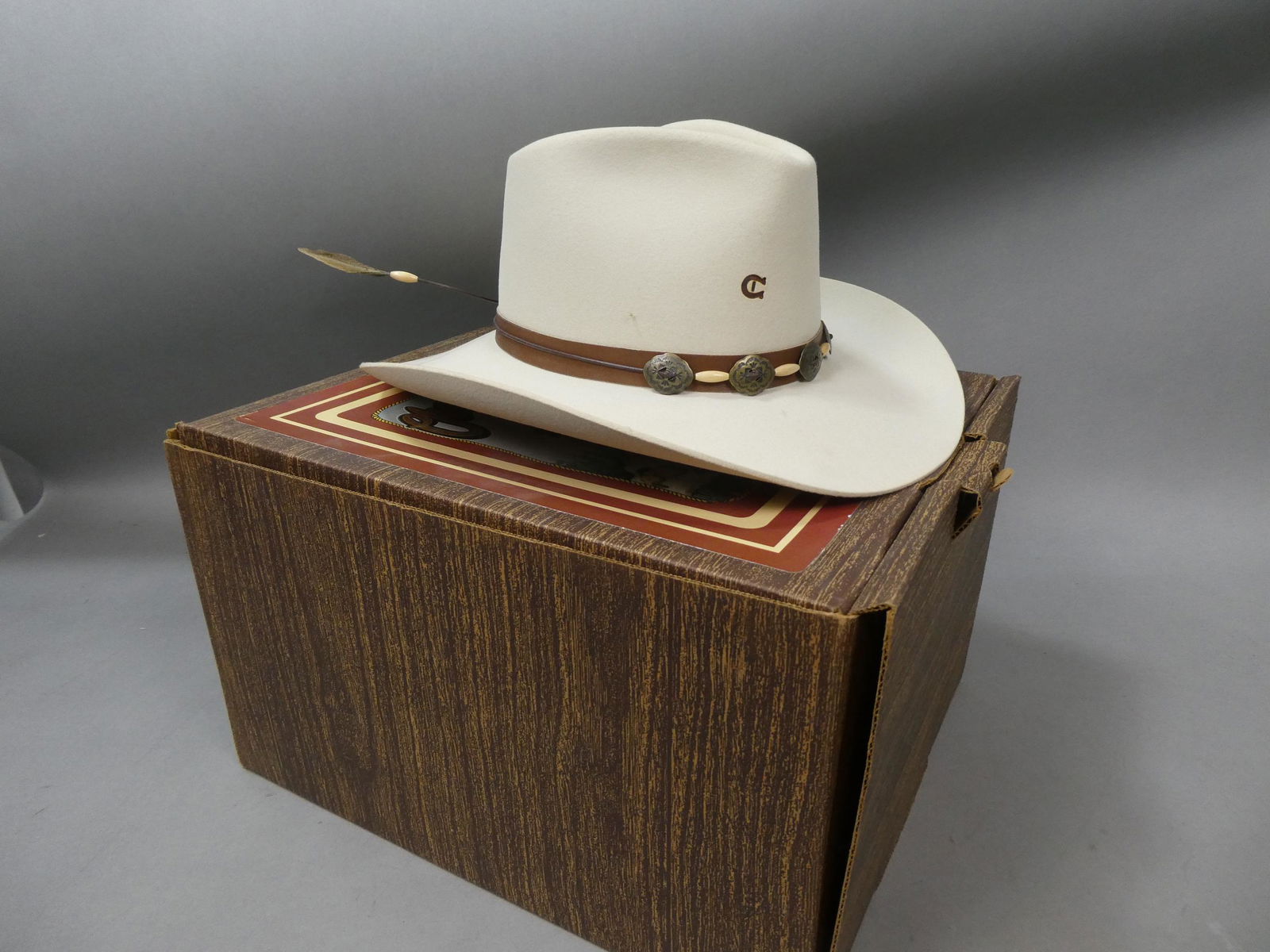 Vintage Charles I Horse White Cowboy Western Hat 7 1/4 (1 of 10)