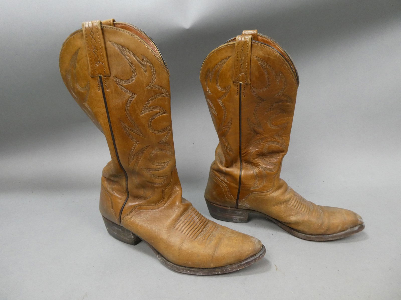 Pair Men's Size 9 1/2 D El Dorado Handmade Brown Leather Western Cowboy Boots (1 of 7)
