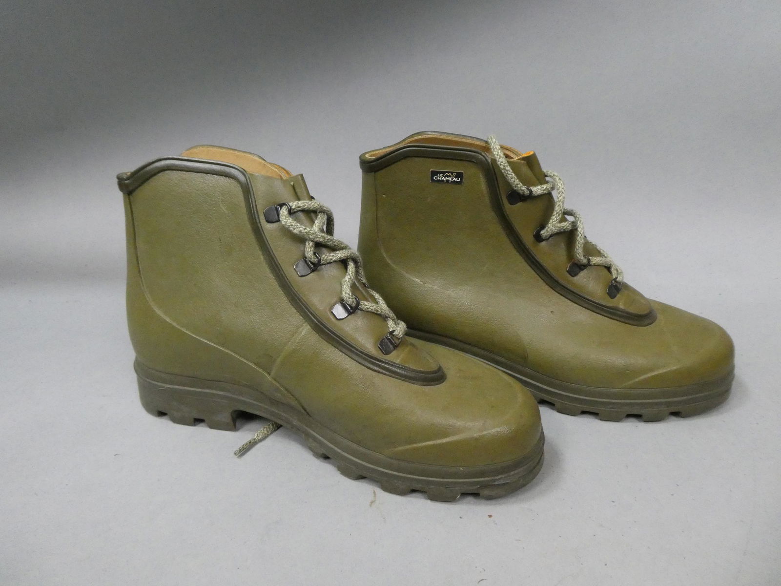 Pair Men's Size 11 Green Rubber La Chameau Rain Short Boots (1 of 7)