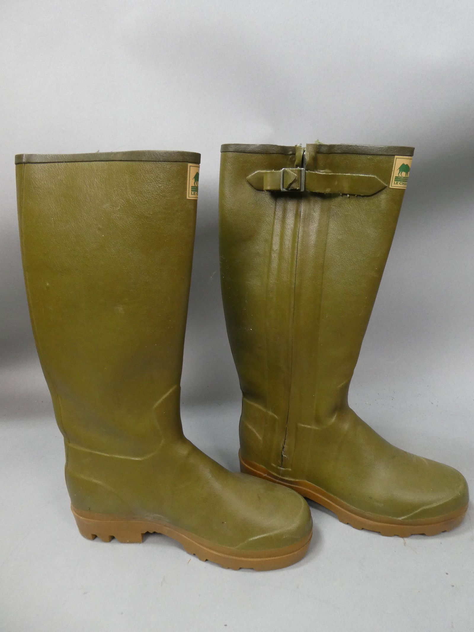 Pair Men's Size 11 Green La Chameau Rubber Tall Boots (1 of 7)