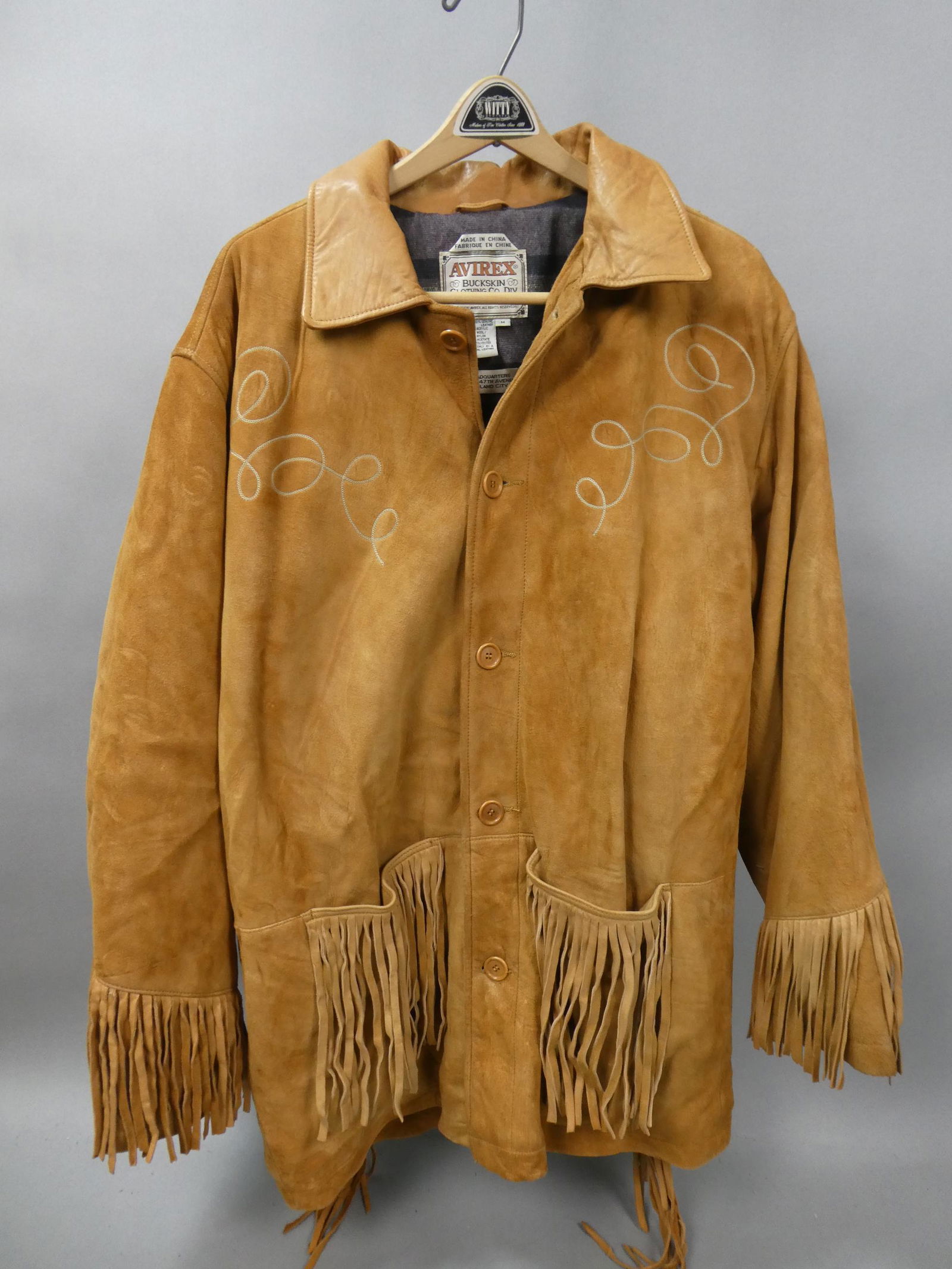 Vintage Avirex Buckskin Brown Leather Cowboy Western Jacket Men's Medium (1 of 11)
