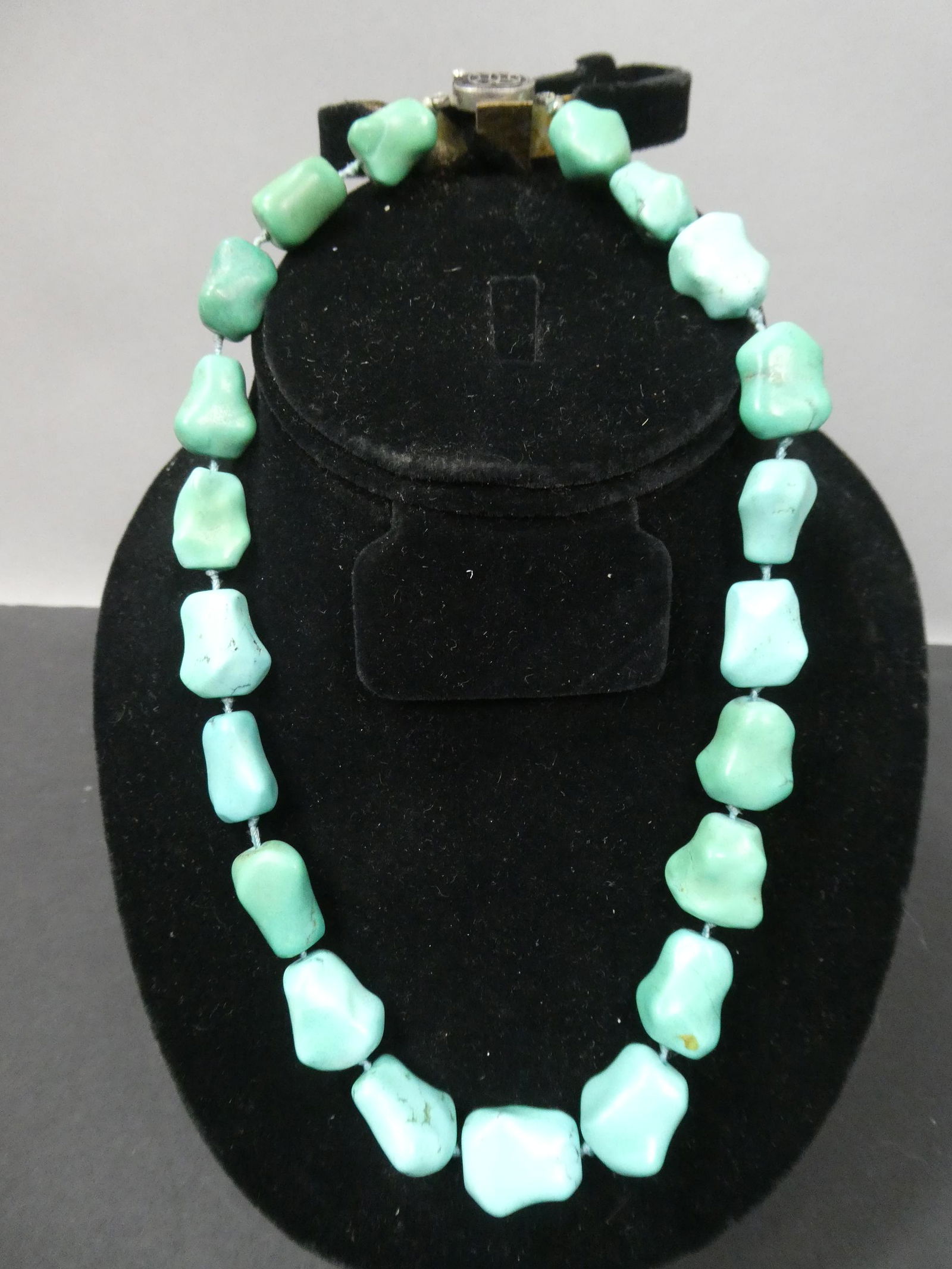 Vintage Pale Blue Natural Turquoise Necklace w/ Silver Clasp (1 of 7)