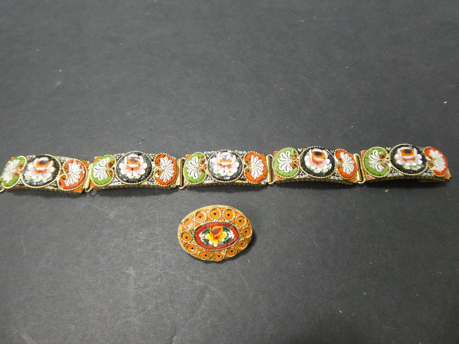 Vintage Italian Micro Mosaic Bracelet & Pin (1 of 8)