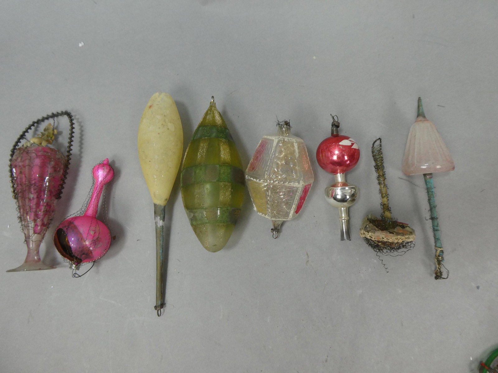Lot 8 Antique Mercury Glass Christmas Tree Large Ornaments: Lot 8 Antique Mercury Glass Christmas Tree Large Ornaments. Condition:As found normal wear with age and use, some broken and missing parts Shipping:We offer in-house shipping. Item(s) will be packed a