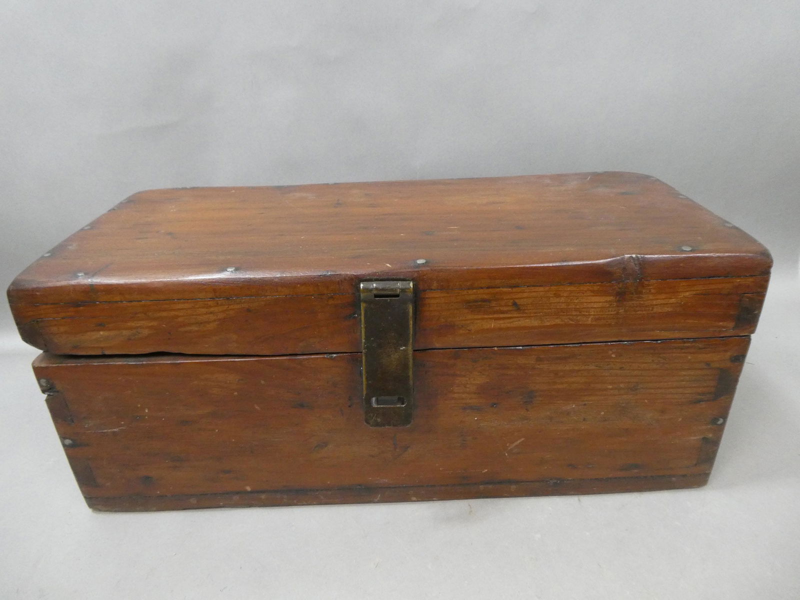 Primitive Antique Large Hand Crafted Tool Chest Box: Primitive Antique Large Hand Crafted Tool Chest Box. Measurements in inches: 10 high x 10 x 23 Condition:Normal wear with age and use Shipping:We offer in-house shipping. Item(s) will be packed after