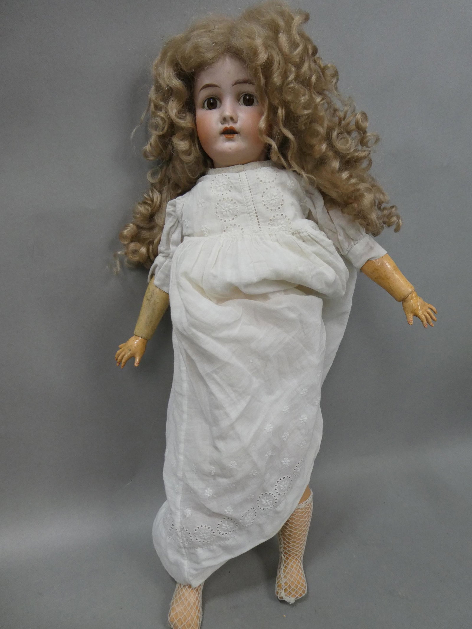 Antique 22" Germany Unmarked Bisque Head Doll on Stamped Composition Body (1 of 8)
