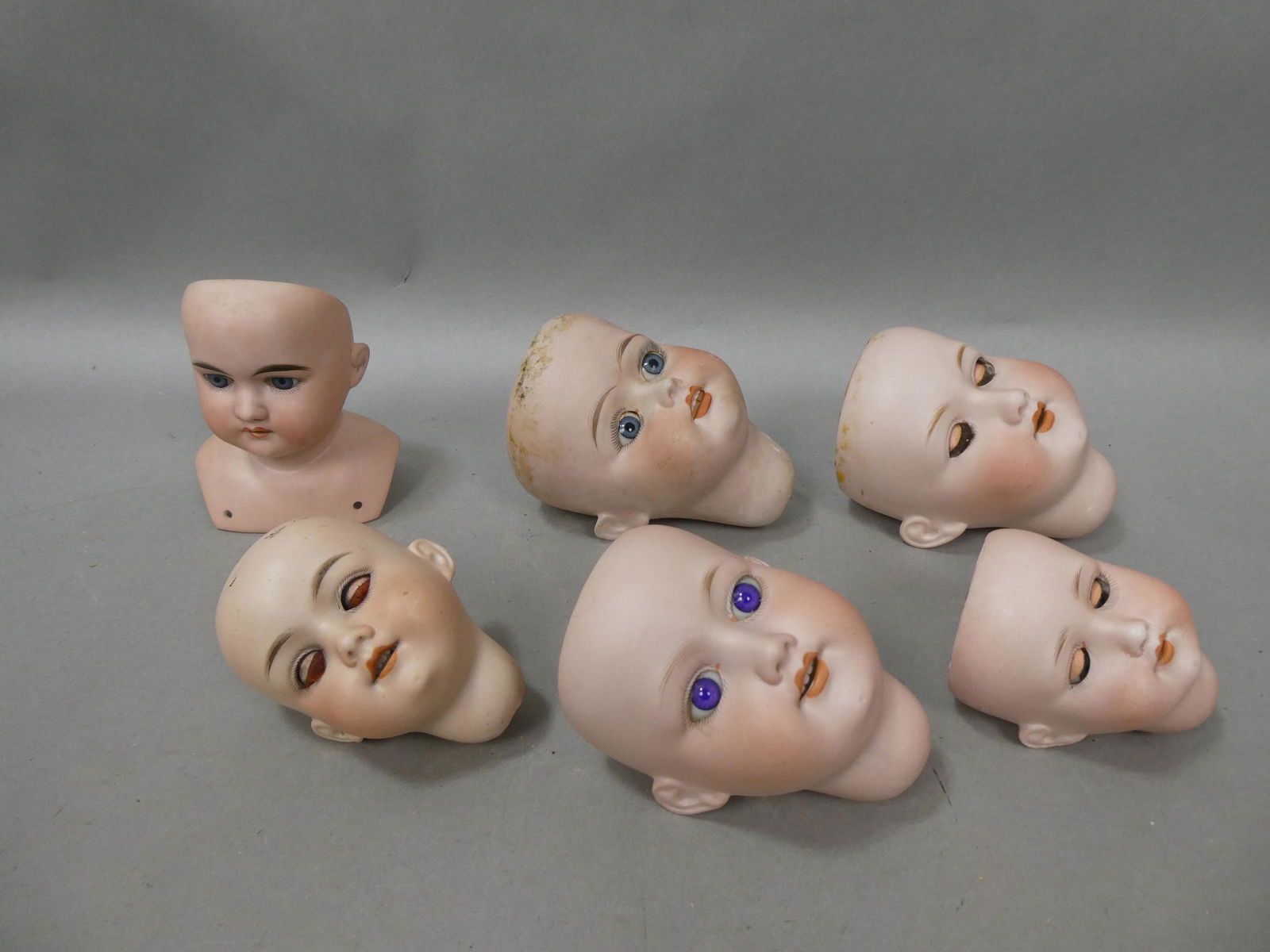 Lot 6 Antique Bisque Doll Heads Culper Armand Marseille etc (1 of 13)