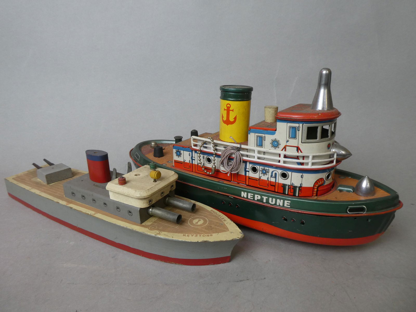 Lot 2 1940's Keystone Wood Ship & Marusan Tug Boat (1 of 7)