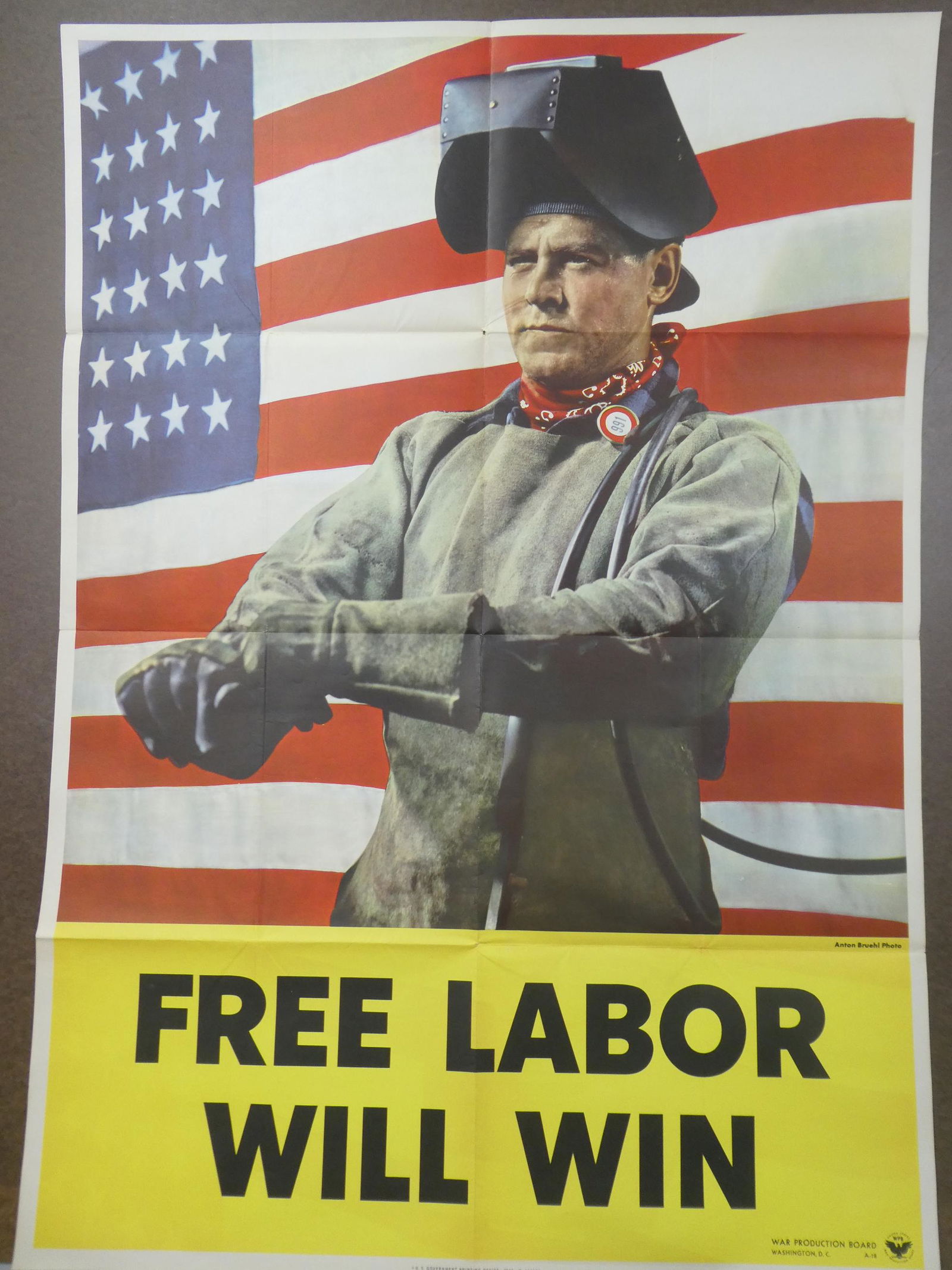 WWII Original Propaganda Poster 1942 Free Labor Will Win by Anton Bruehl (1 of 11)