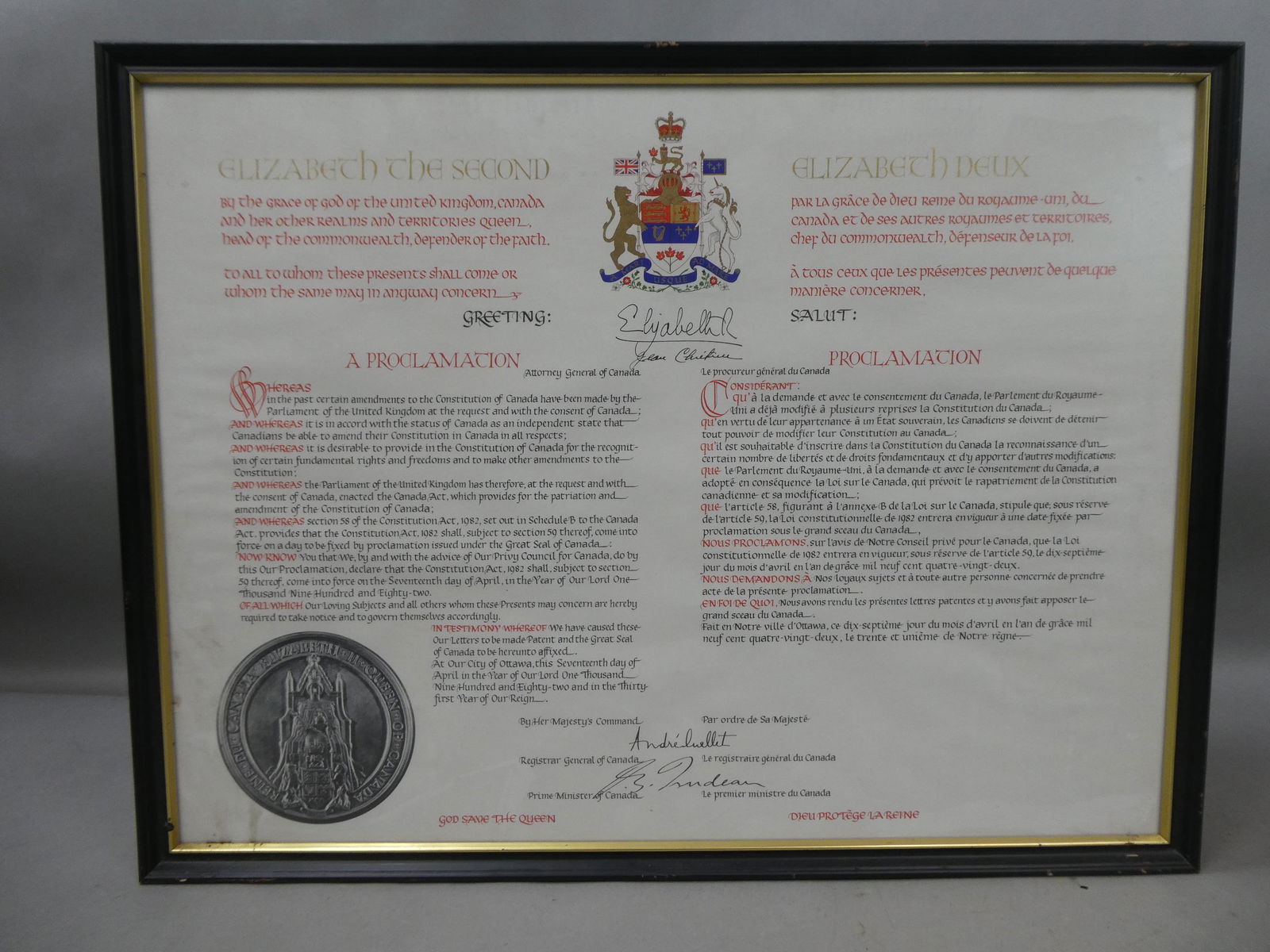 Autographed Queen Elizabeth II & Pierre Trudeau Document (1 of 11)