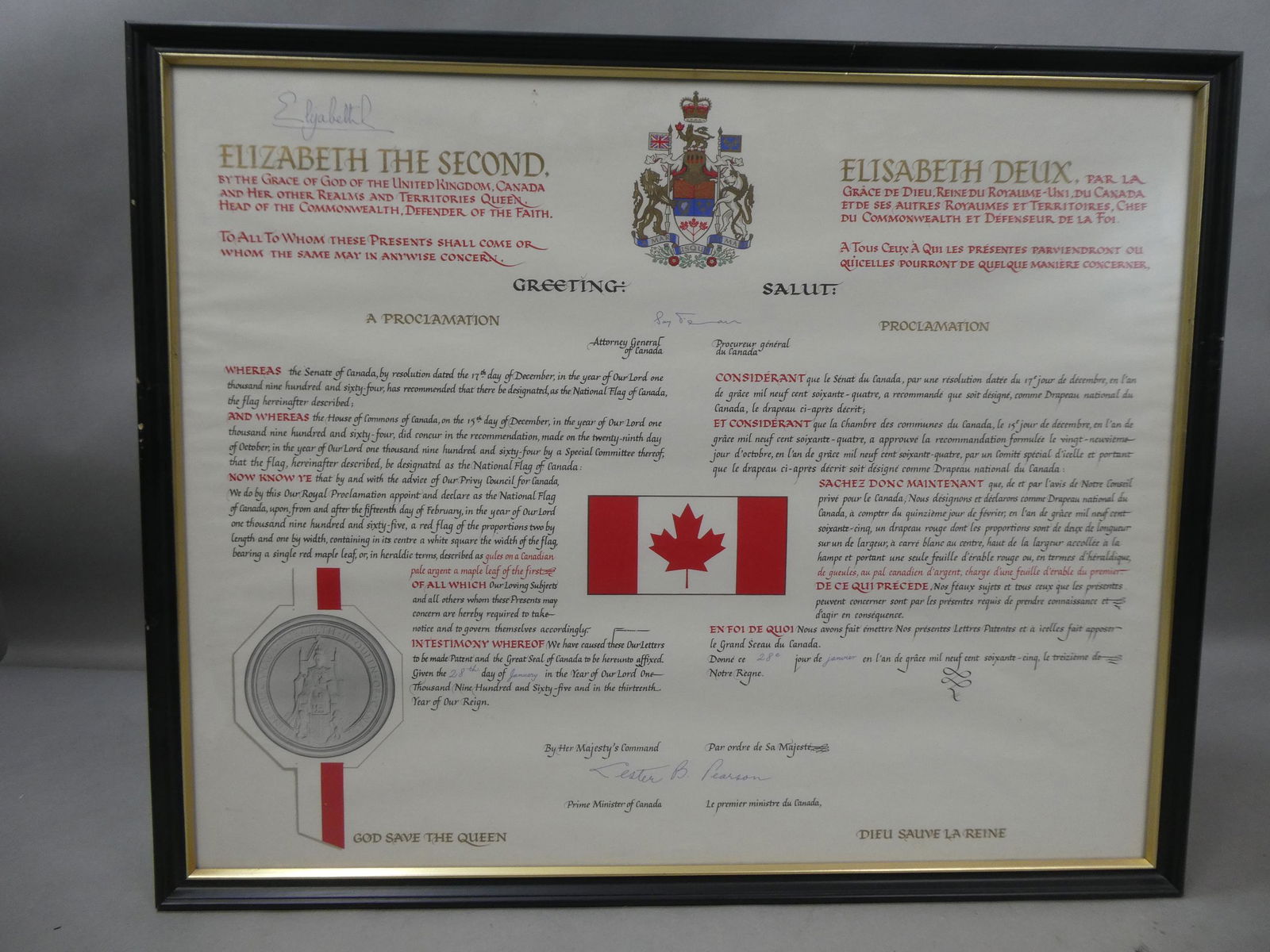Autographed Queen Elizabeth II & Lester Pearson Document (1 of 12)
