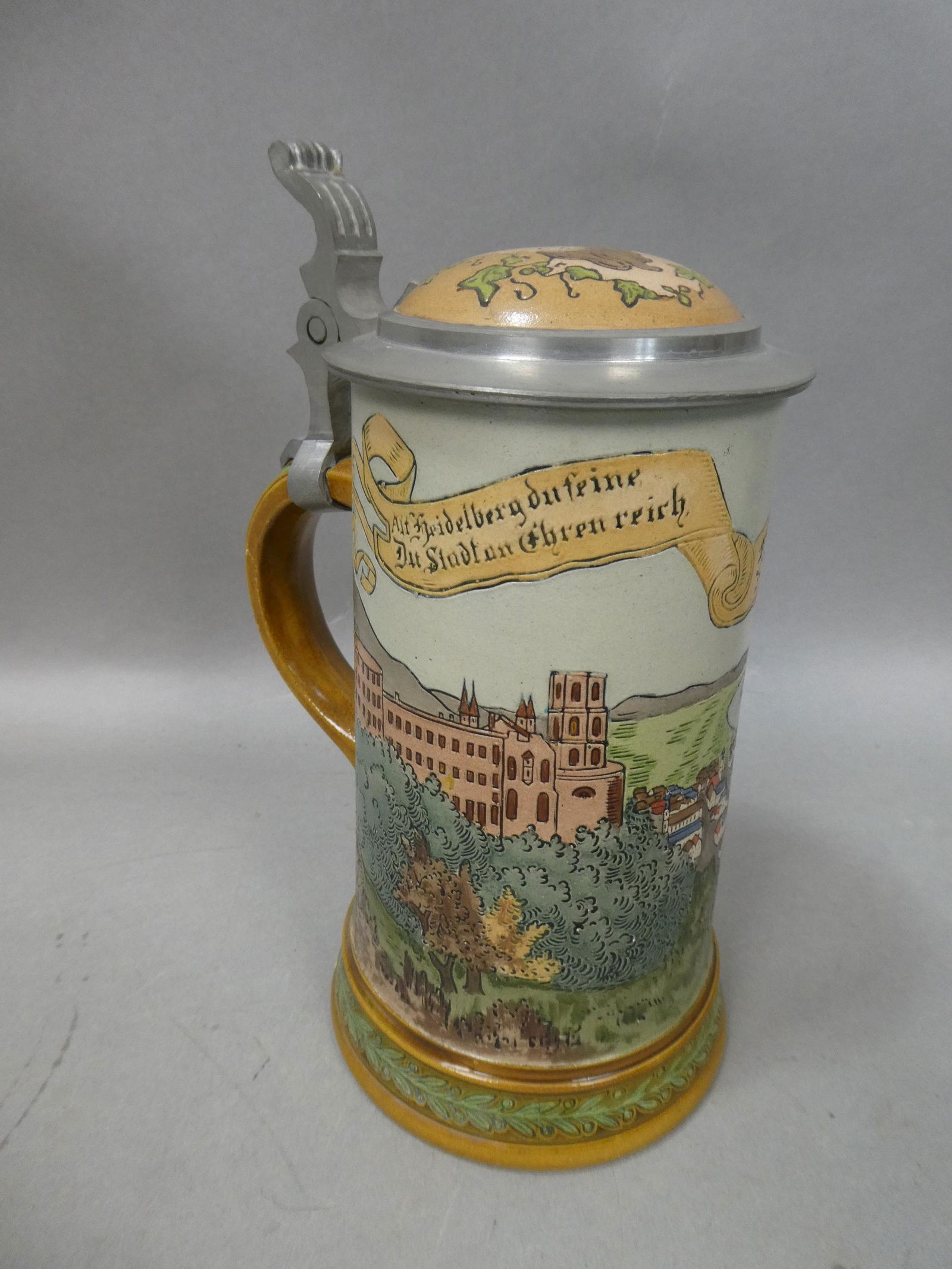 HR Hauber & Reuther Etched Antique .5L Beer Stein (1 of 7)