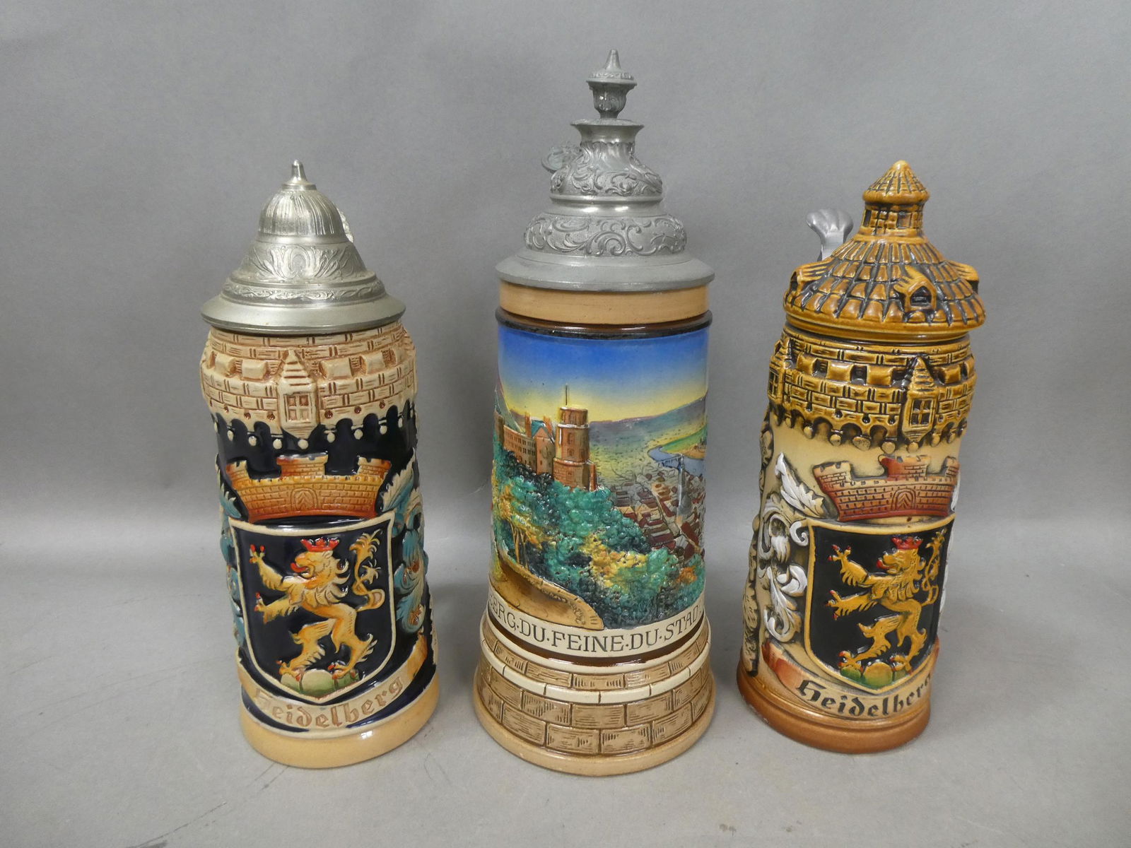 Lot 3 Vintage King .5L Heidelberg German Beer Steins (1 of 10)