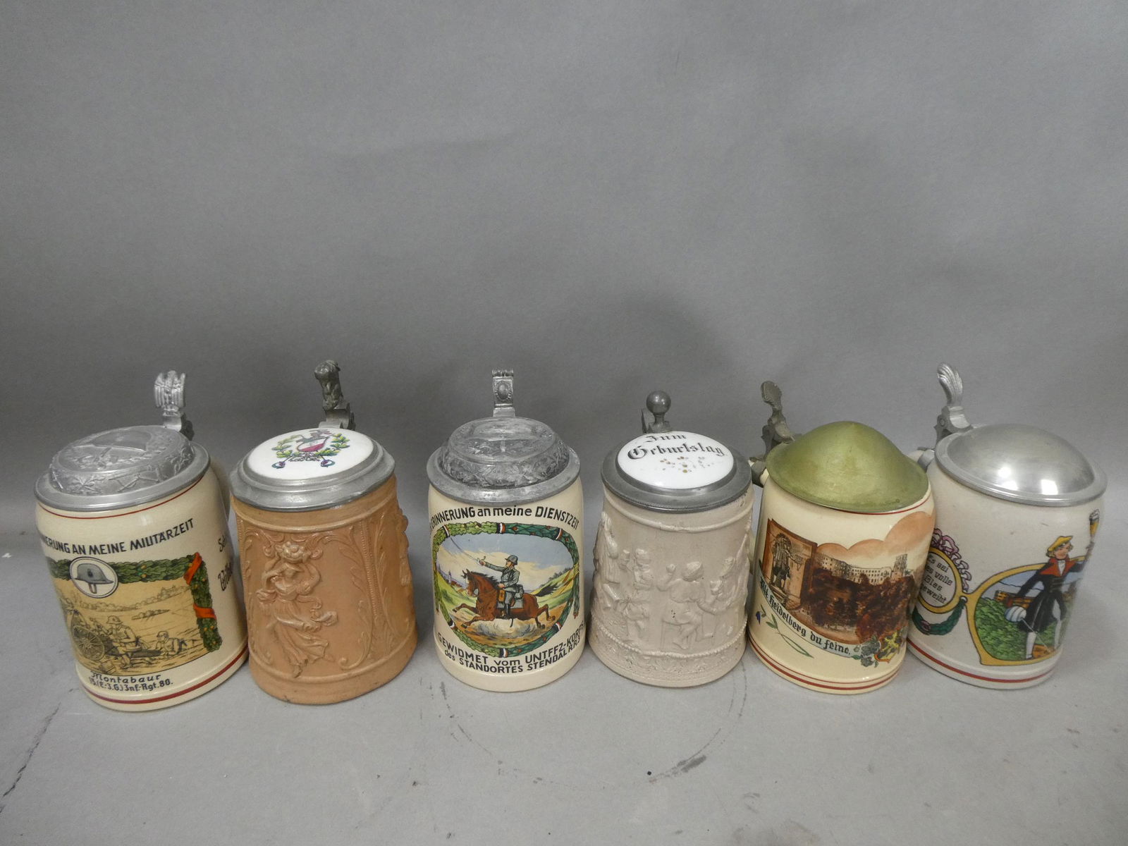 Lot 6 Vintage Assorted German Lidded Mugs Beer Steins (1 of 19)