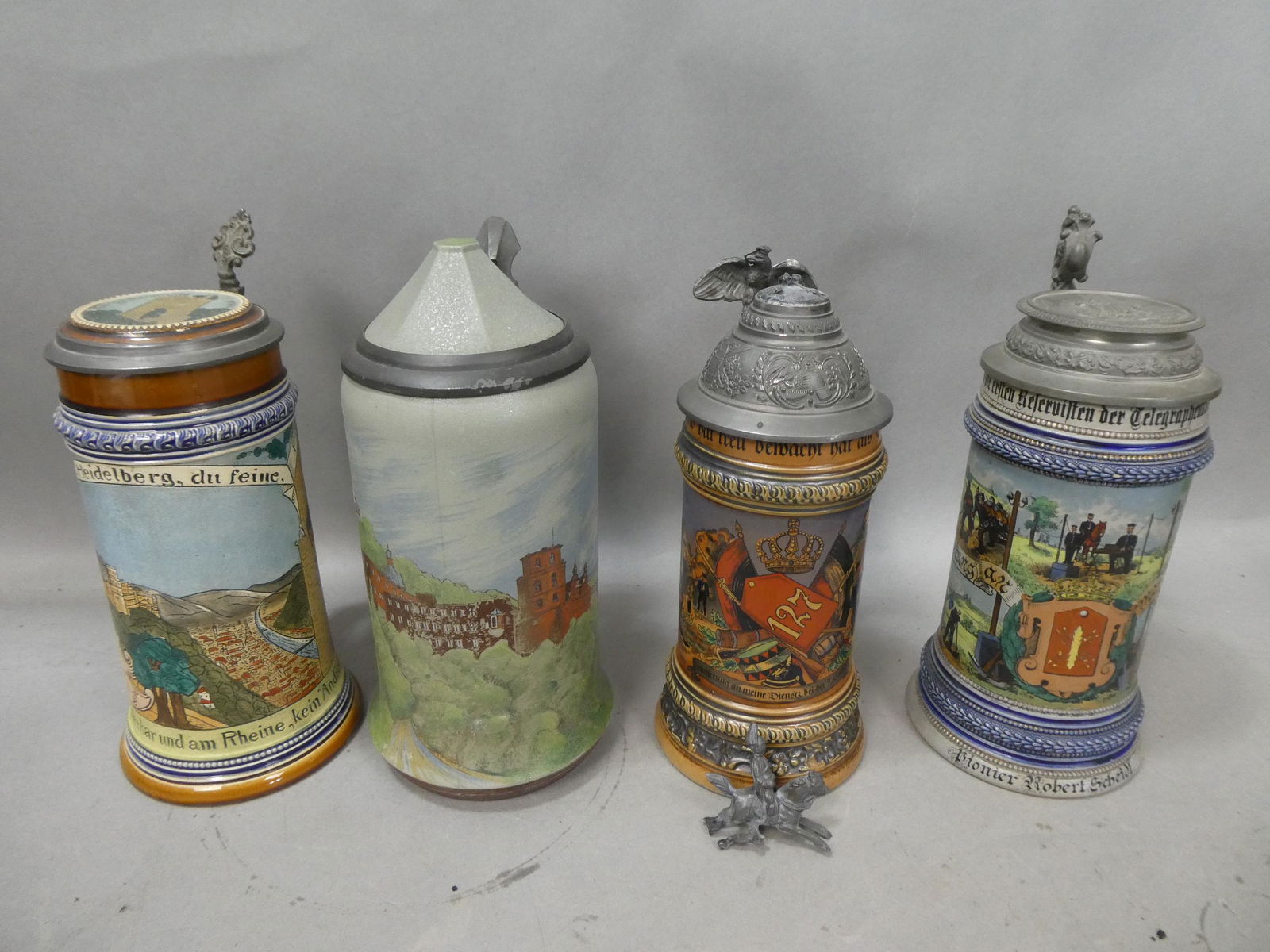 Lot Antique German Engraved & Pug Assorted Beer Steins Original Gerz etc (1 of 14)