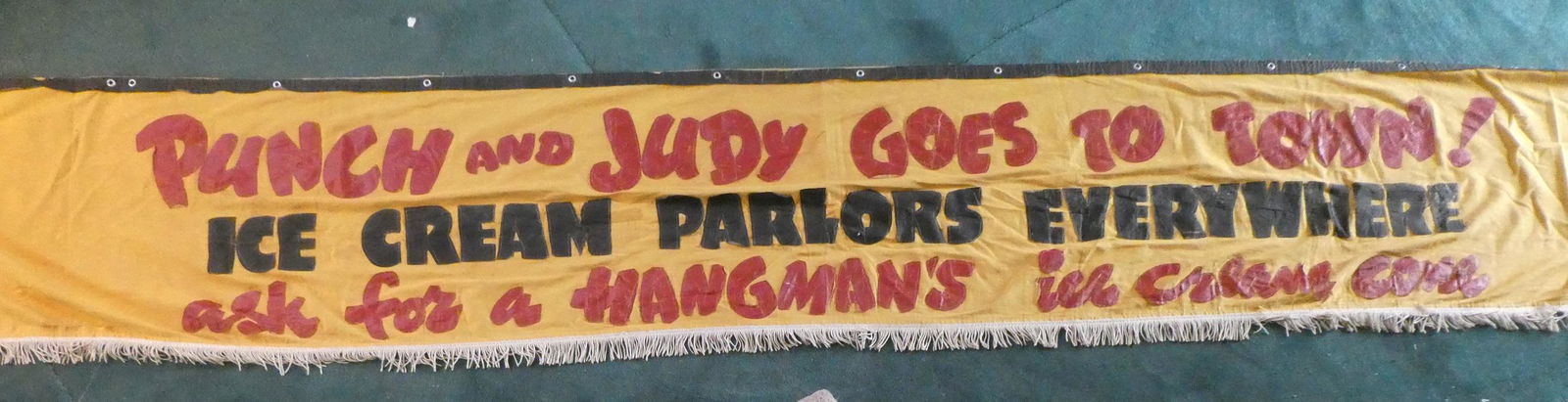 Antique 13 Foot Punch & Judy Ice Cream Parlor Handman's Cone Advert Banner (1 of 9)