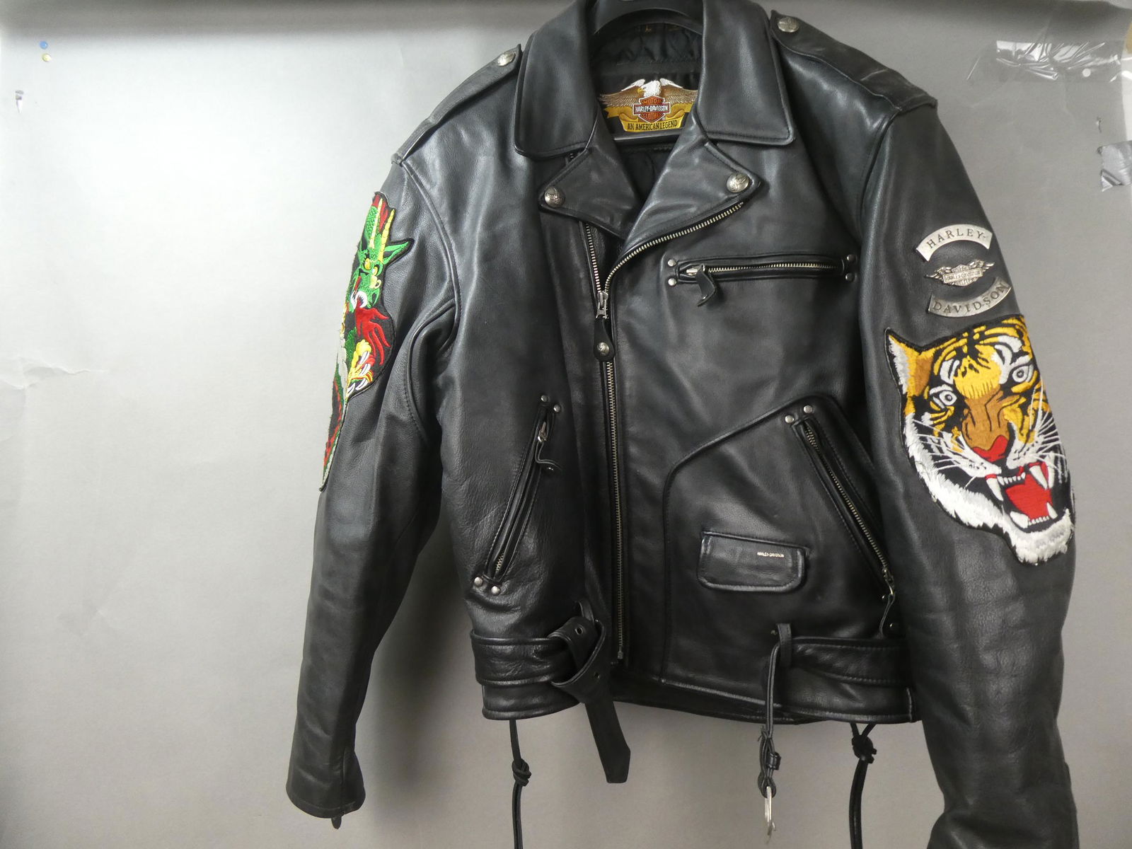 Harley Davidson Black Leather Motorcycle Jacket Mens L (1 of 8)