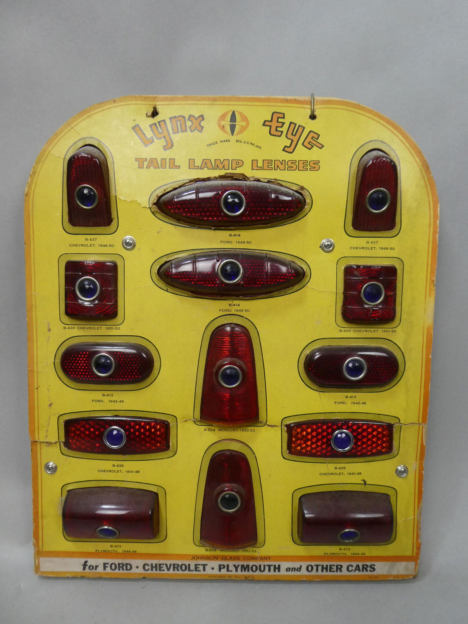 1950's Lynx Eye Tail Light Lamp Lenses Blue Dot Auto Shop Sign Display (1 of 10)