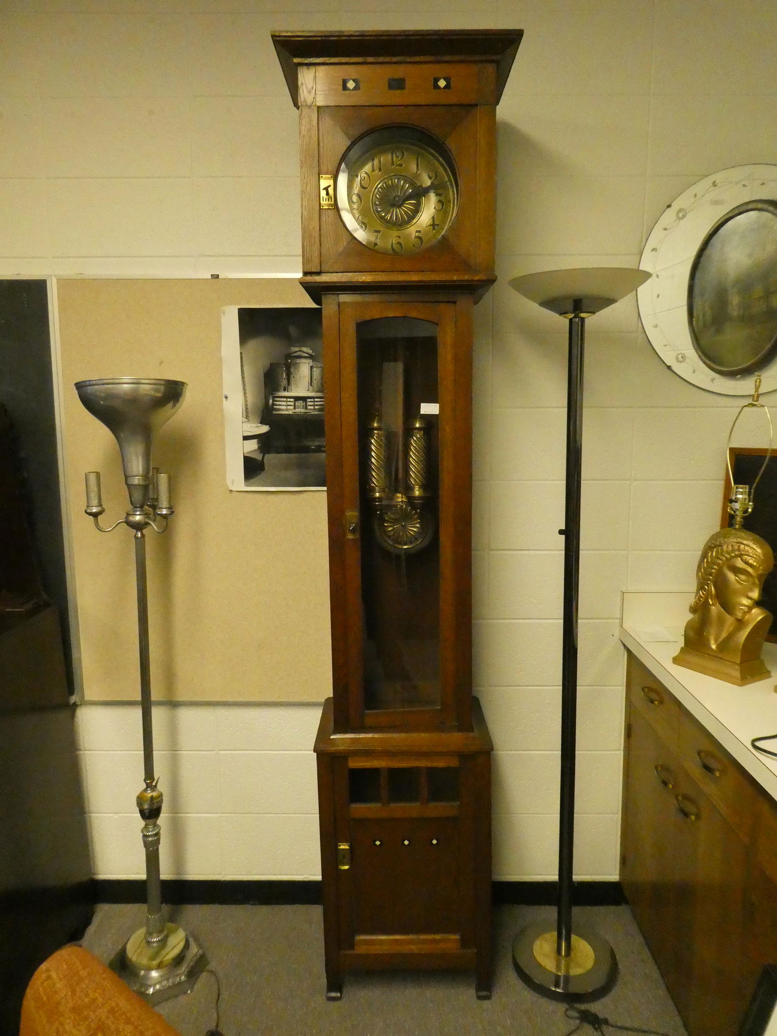 Arts & Crafts Dutch Oak Tall Grandfather Clock (1 of 10)