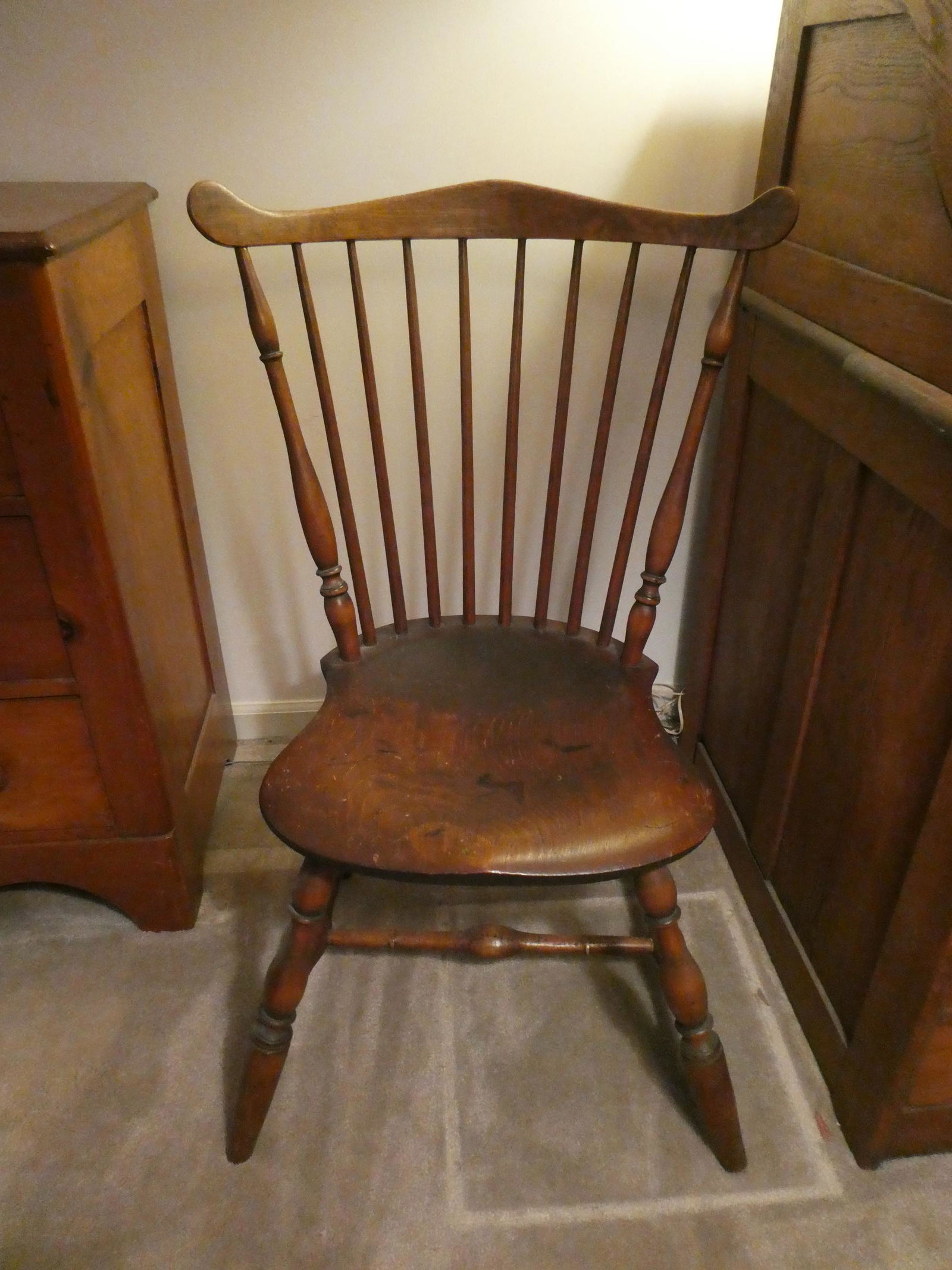 New England Primitive Cherry Wood Windsor Chair (1 of 8)