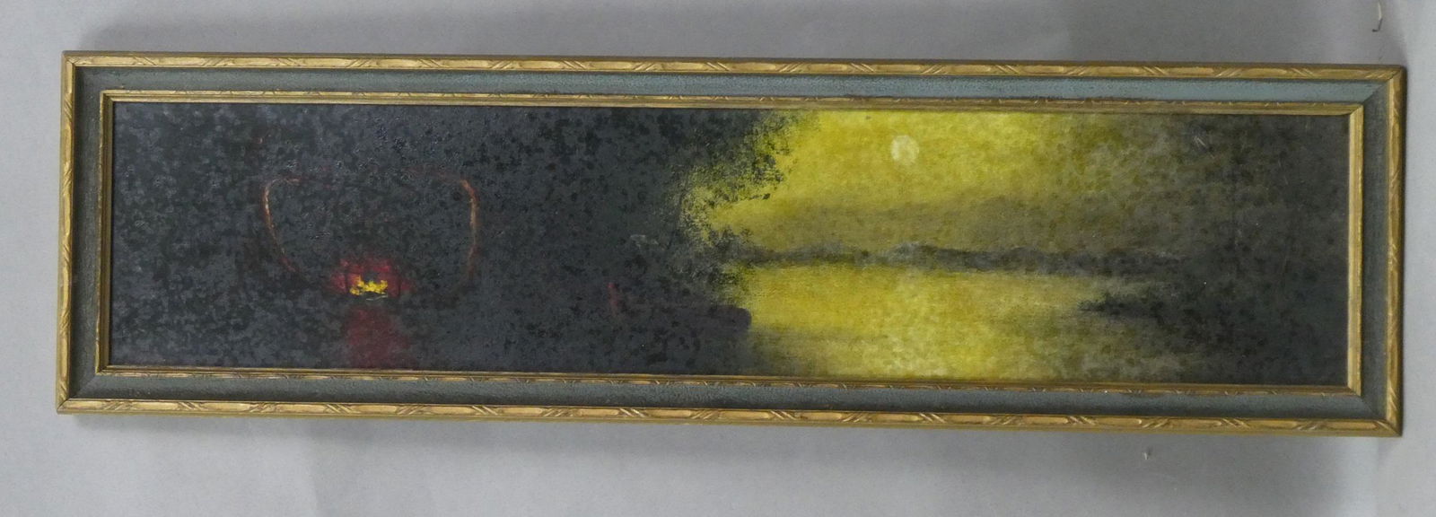 c1930's Pastel Painting Campfire at Night by Lake (1 of 9)